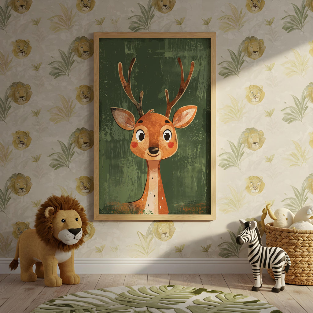Deer Nursery Wall Art – Woodland Animal Print for Kids