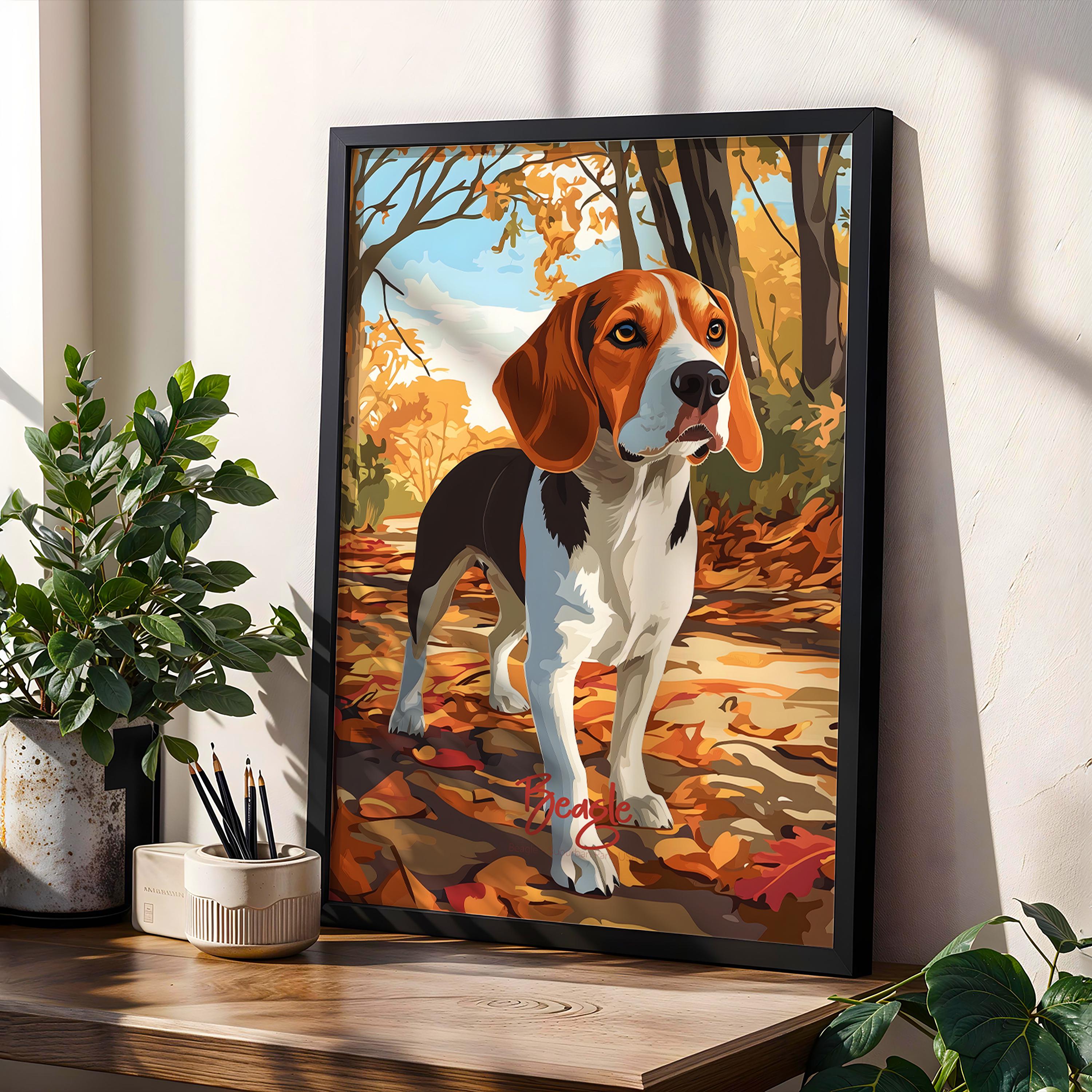 Beagle Dog Art Print, Modern Framed Poster, Pet Home Decor