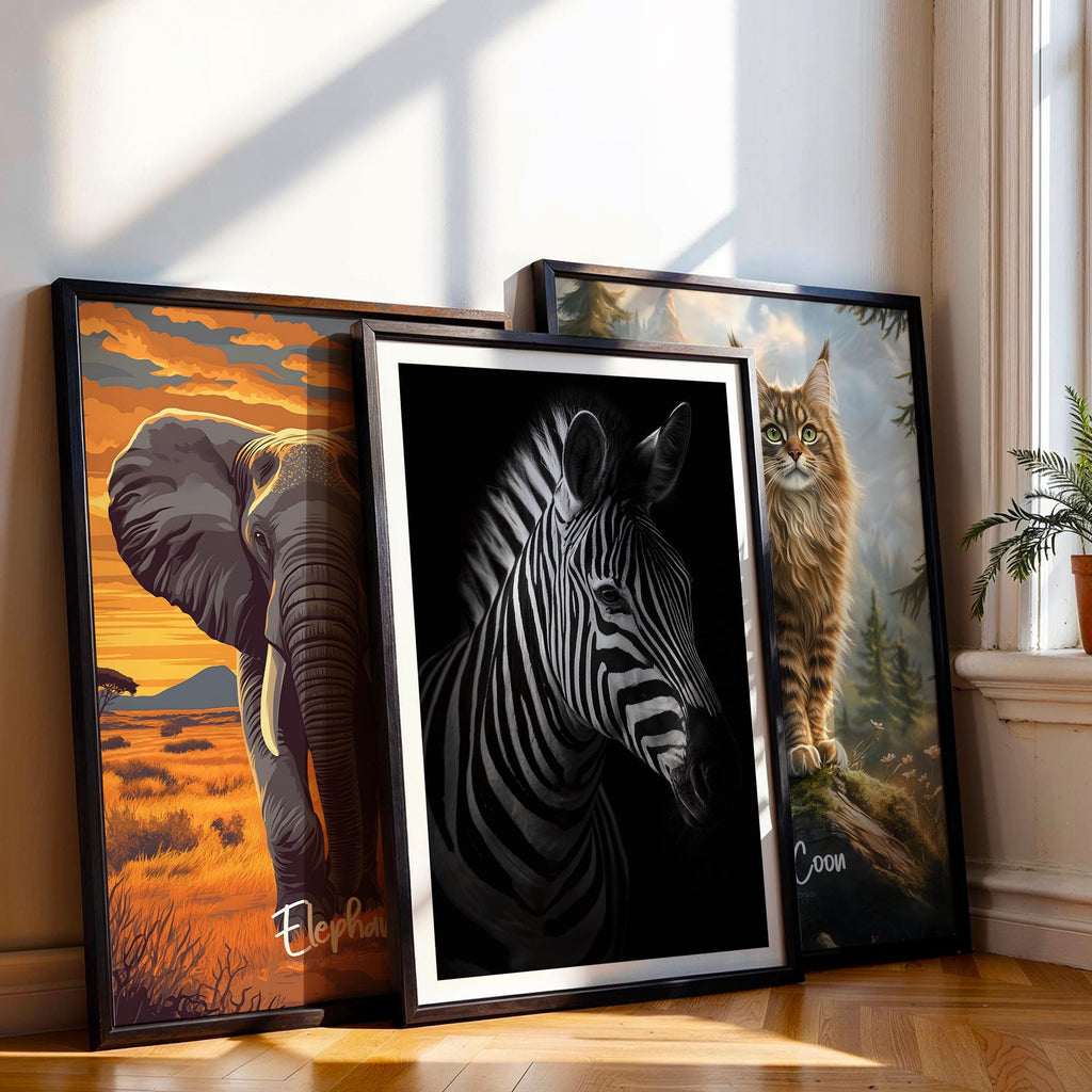Black and White Zebra Print: Safari Animal Wall Art