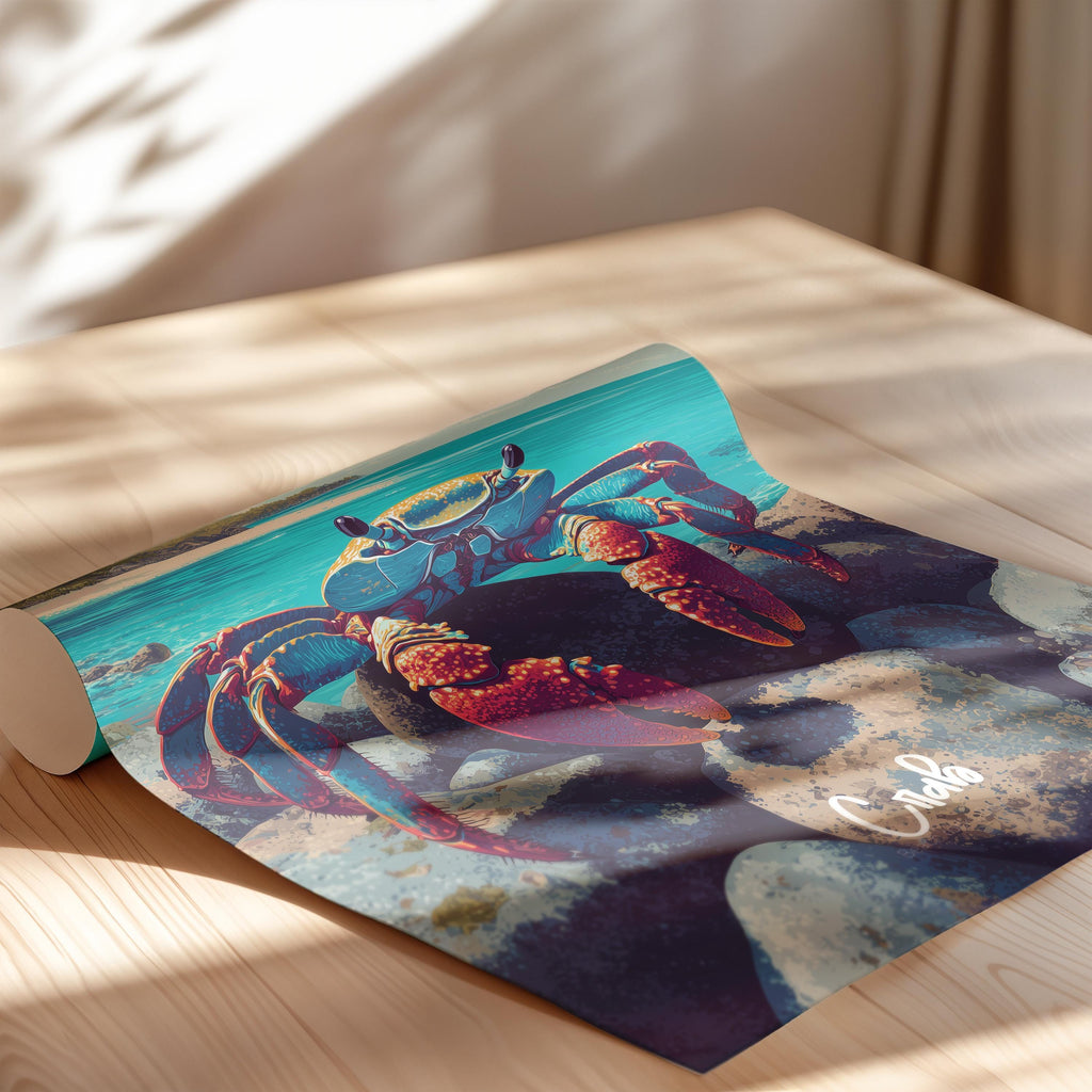 Crab Wall Art: Coastal Nursery Decor, Ocean Animal Framed Poster