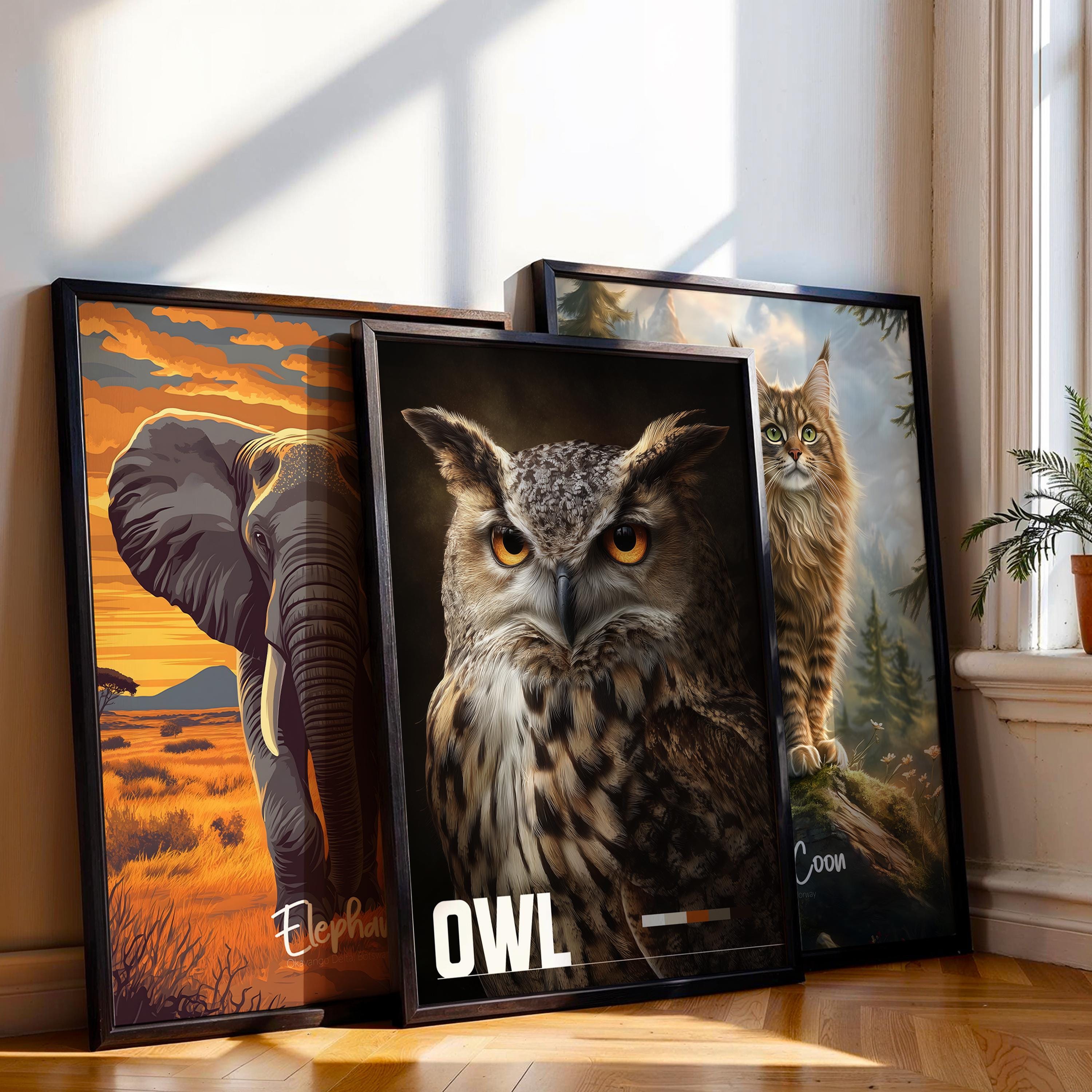 Owl Framed Poster: Wise Woodland Bird Wall Art for Nursery or Kids Room