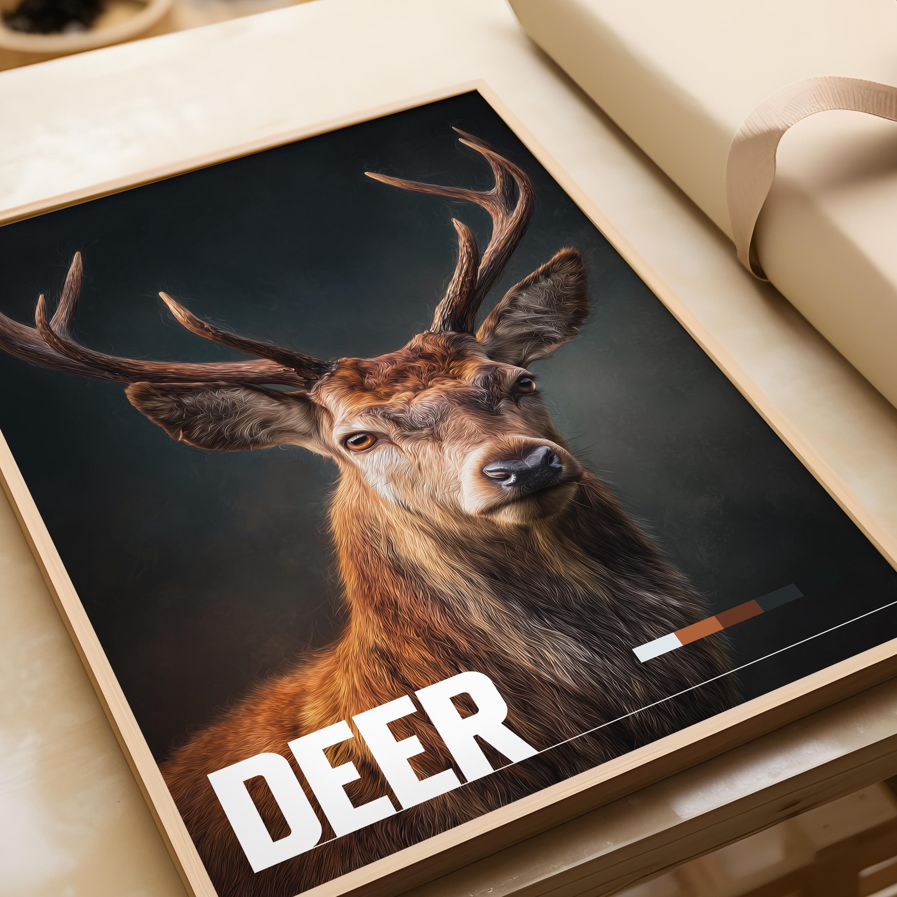 Deer Framed Poster: Woodland Animal Wall Art for Nursery or Kids Room