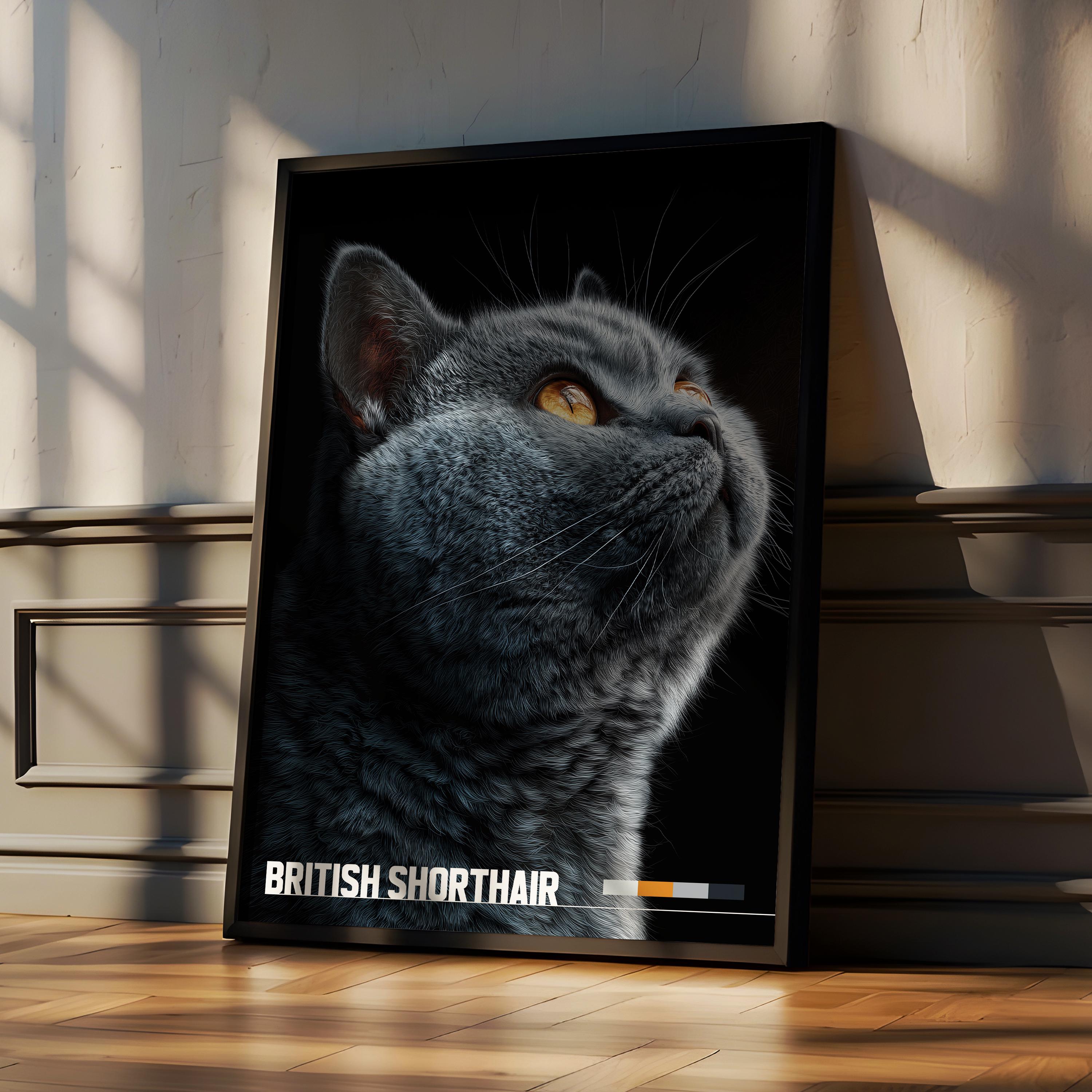 British Shorthair Cat Framed Poster: Nursery Wall Art