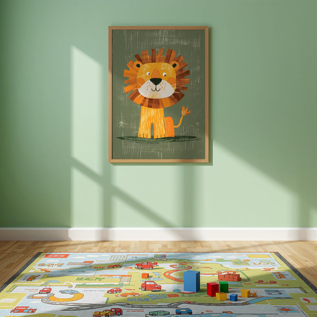 Lion Nursery Wall Art – Safari Animal Print for Kids