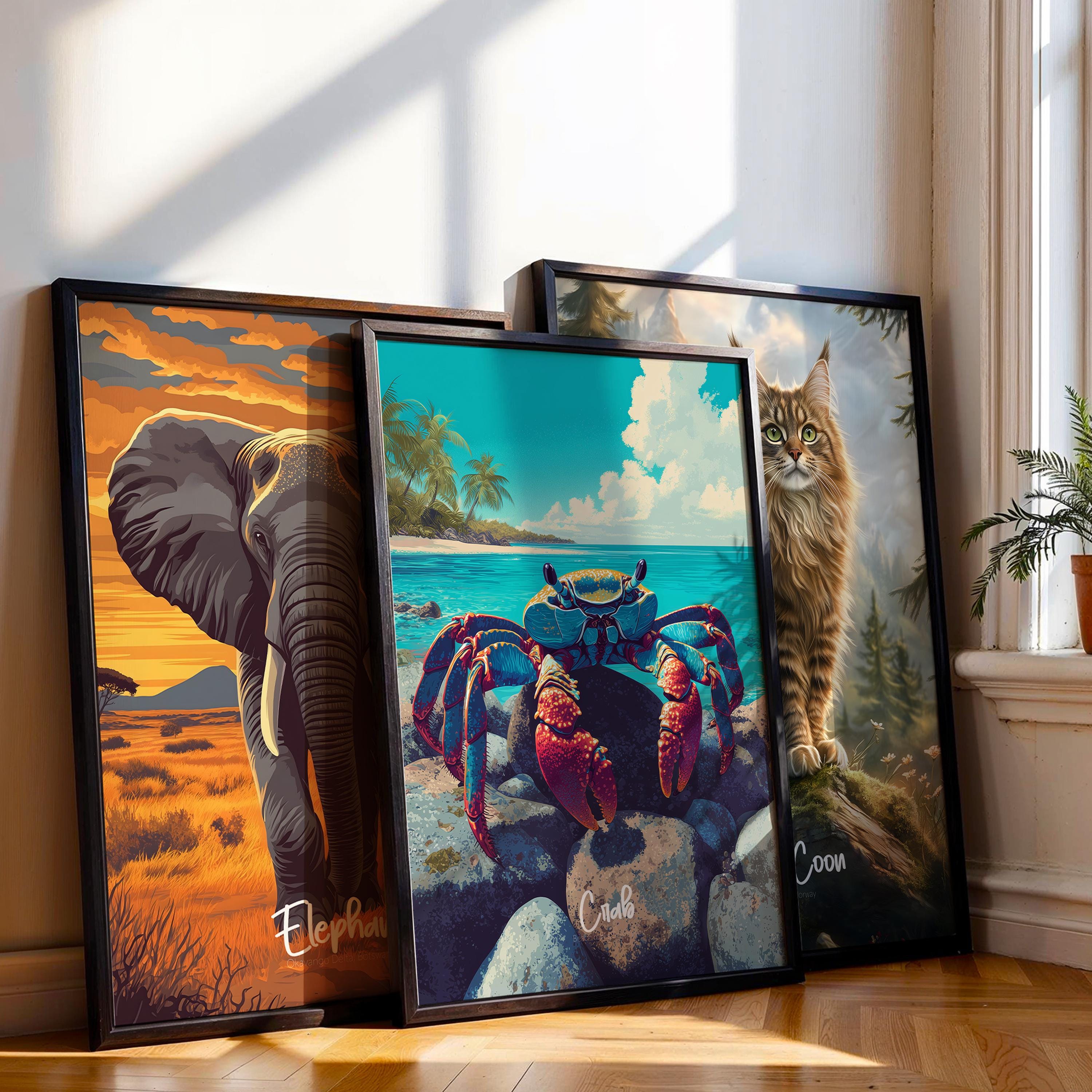 Crab Wall Art: Coastal Nursery Decor, Ocean Animal Framed Poster