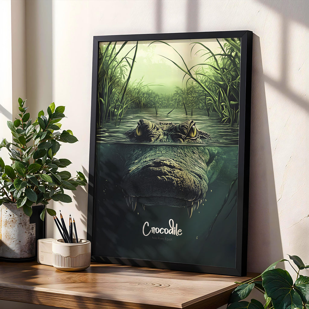 Crocodile Wall Art Print: Exotic Jungle Animal Illustration