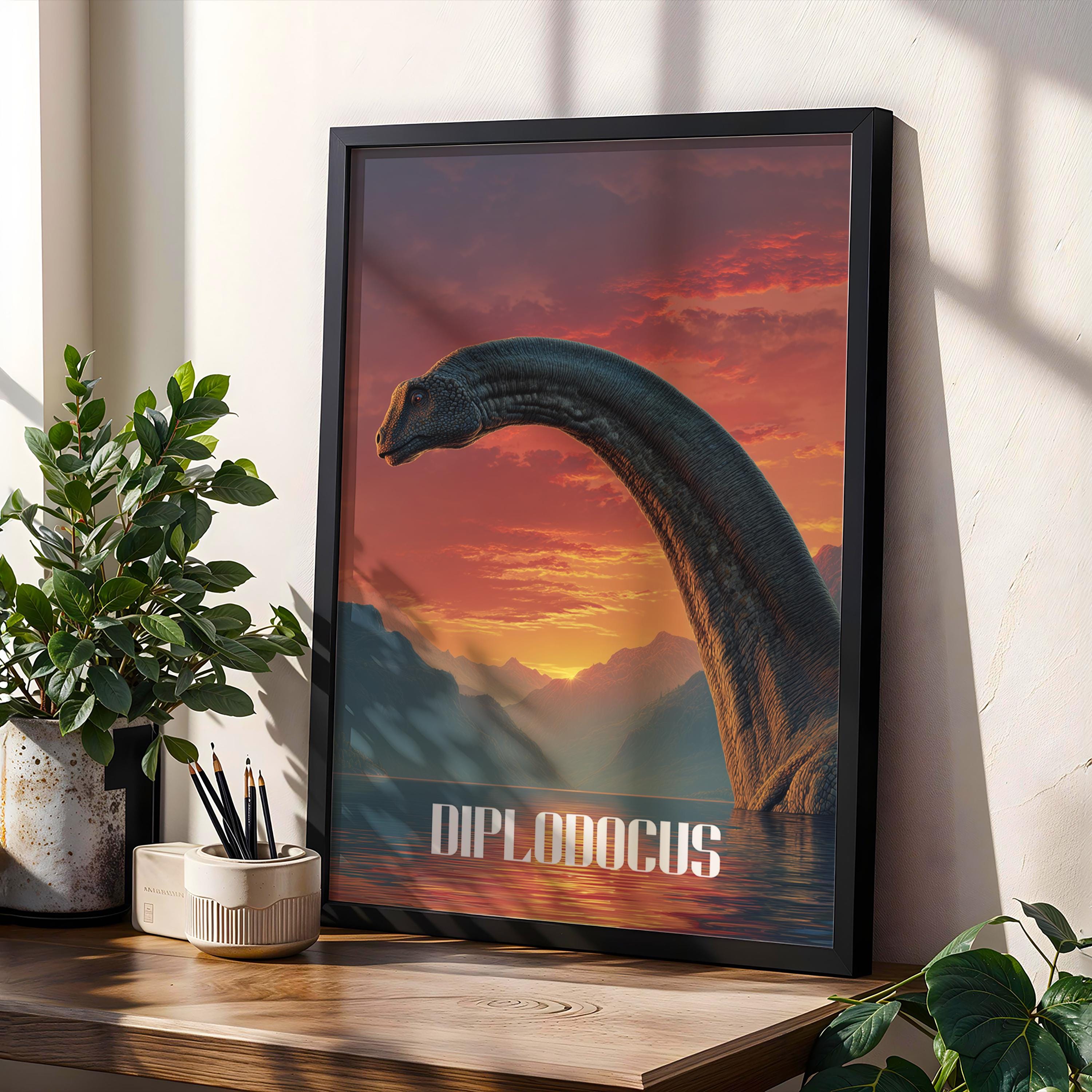 Diplodocus Poster for Kids Room – Gentle Dinosaur Wall Art for Nursery and Playroom