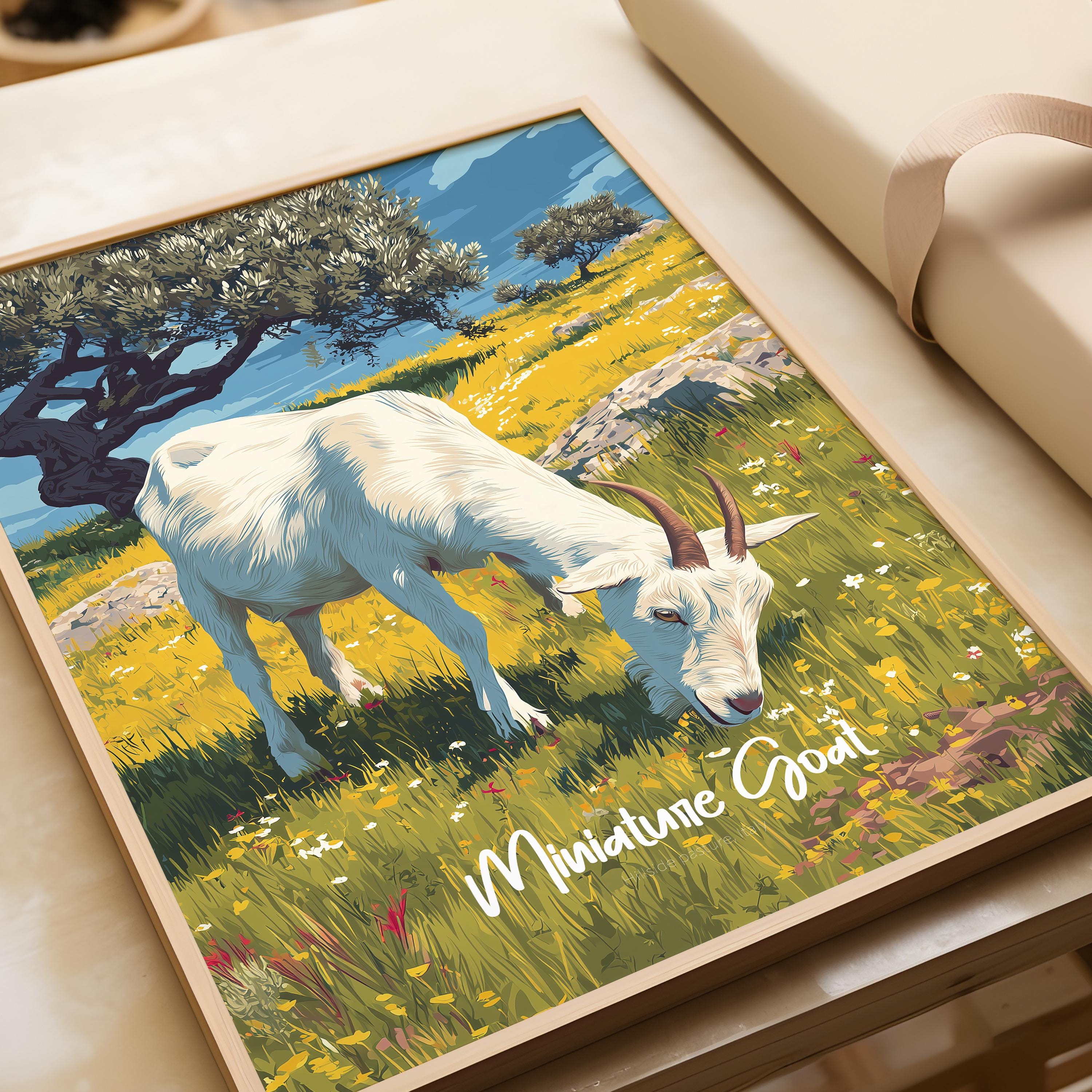 Miniature Goat Art Print – Farmhouse Animal Nursery Decor