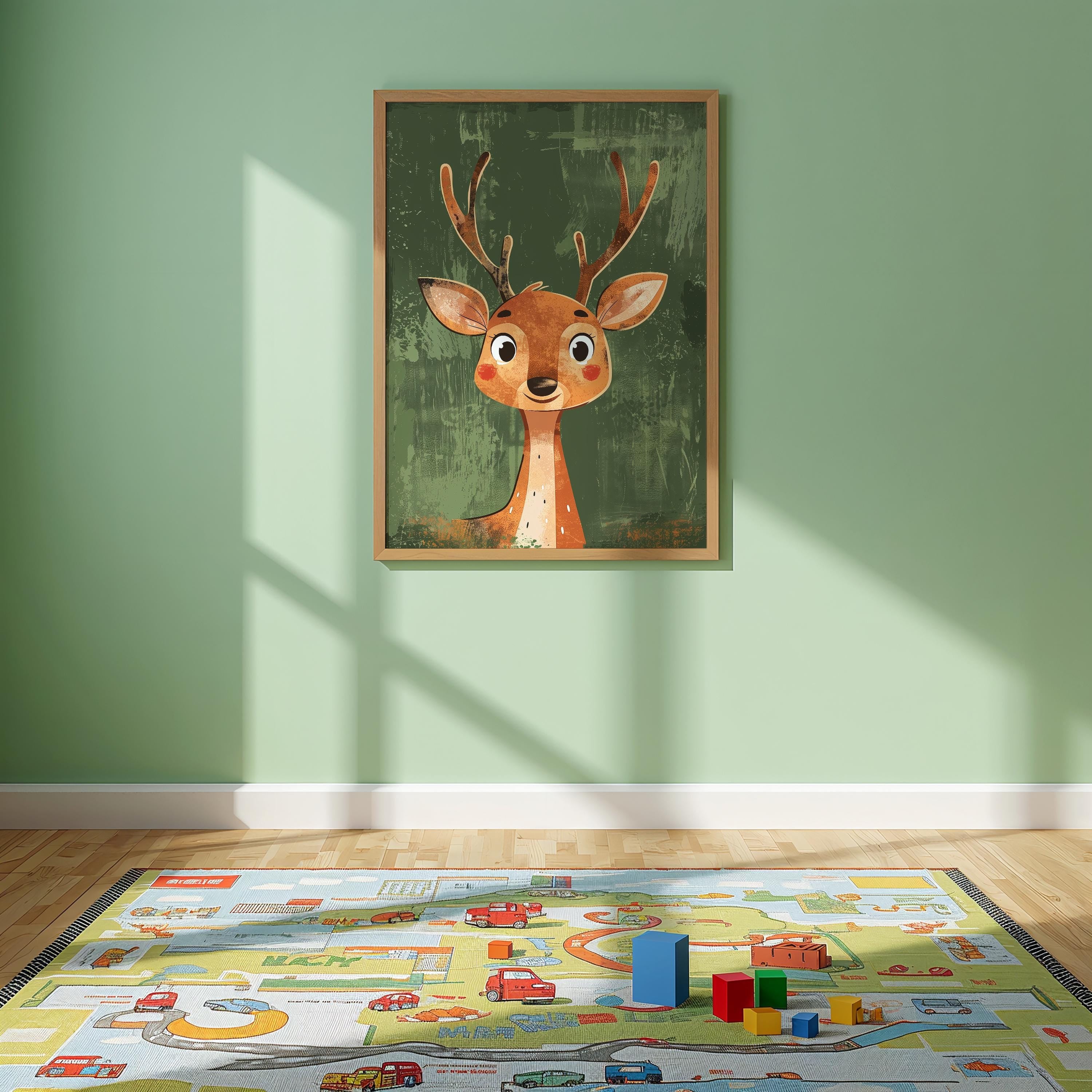 Deer Nursery Wall Art – Woodland Animal Print for Kids