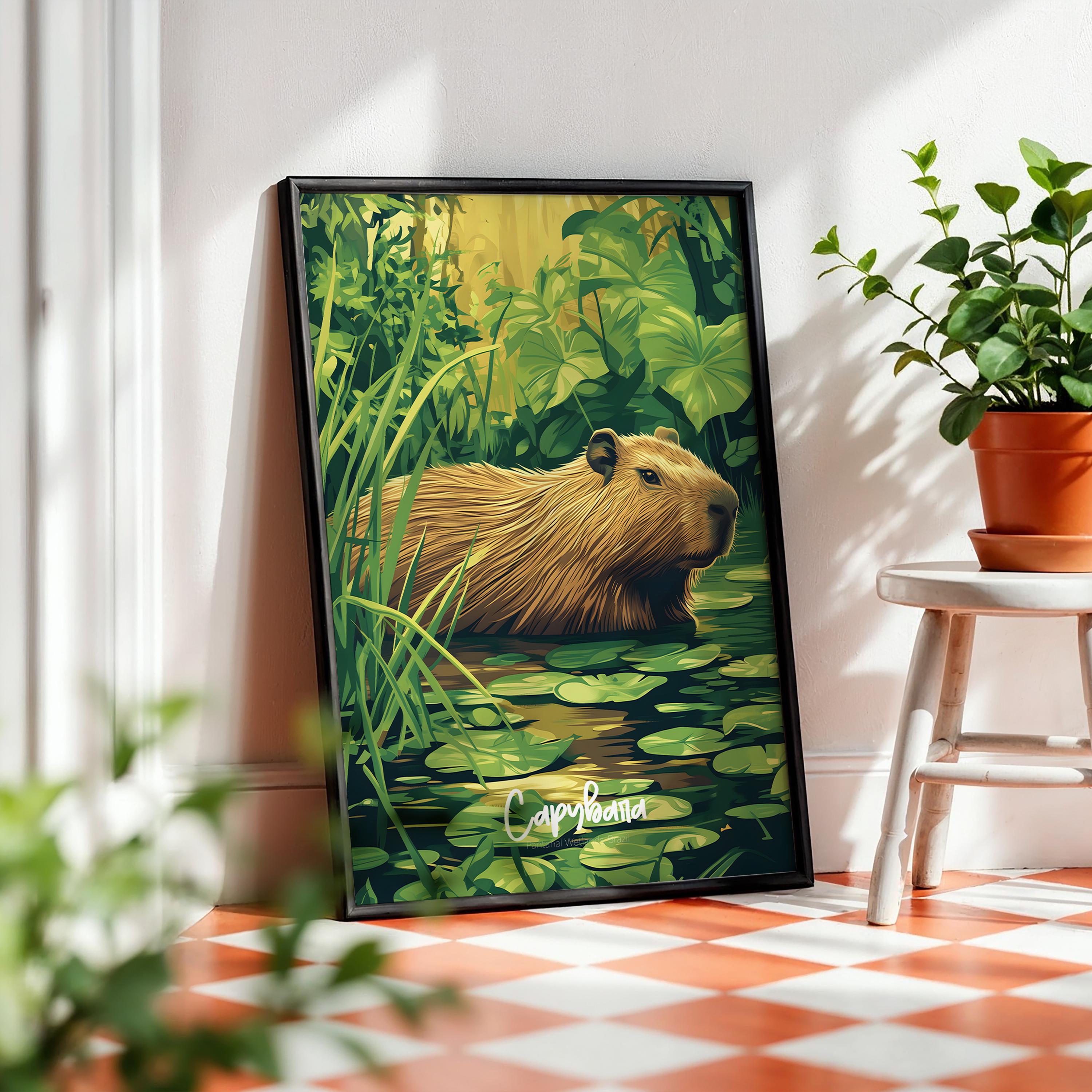 Capybara Art Print – Wildlife Illustration, Home or Nursery Decor