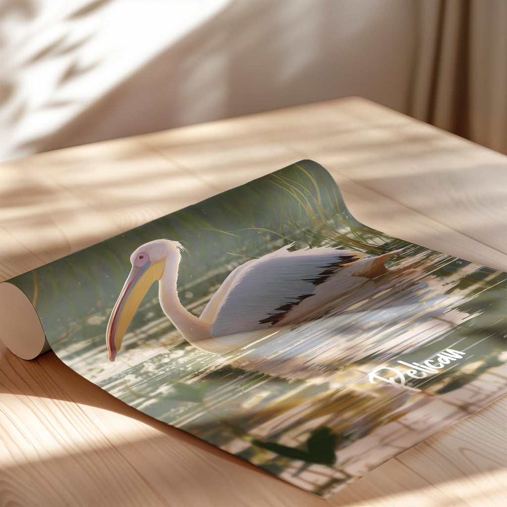 Pelican Coastal Art Print: Seaside Bird Illustration, Beach House Decor