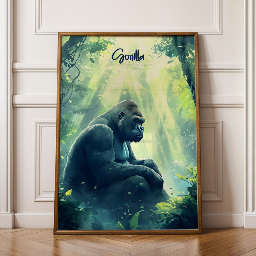Gorilla Art Print: Modern Wildlife Poster, Jungle Home Decor