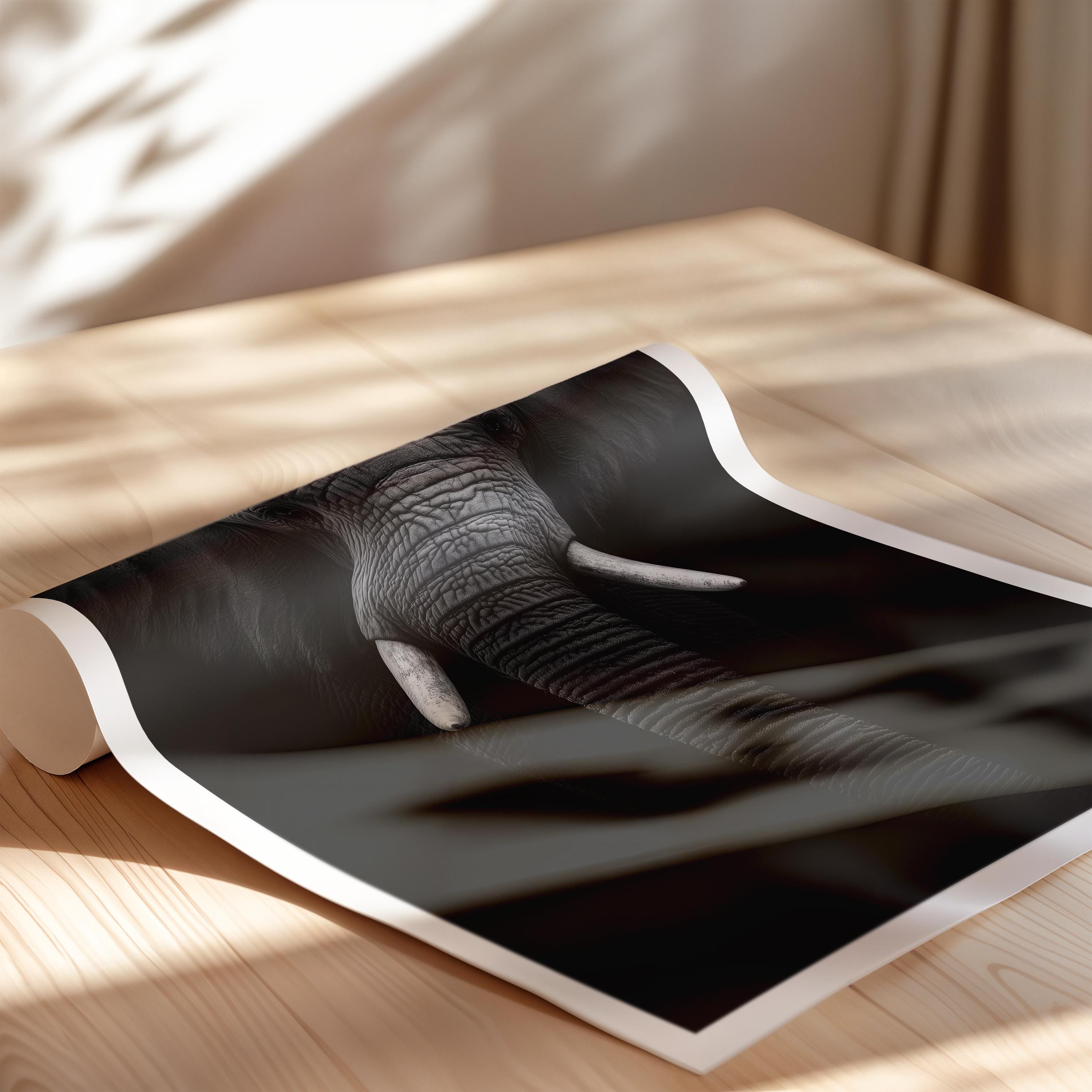 Black and White Elephant Print: Majestic Wildlife Wall Art