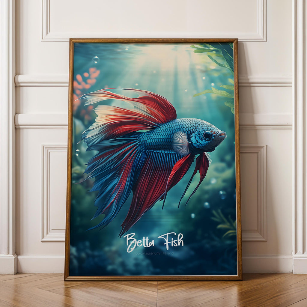 Betta Fish Framed Poster: Vibrant Tropical Aquarium Art