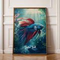 Betta Fish Framed Poster: Vibrant Tropical Aquarium Art