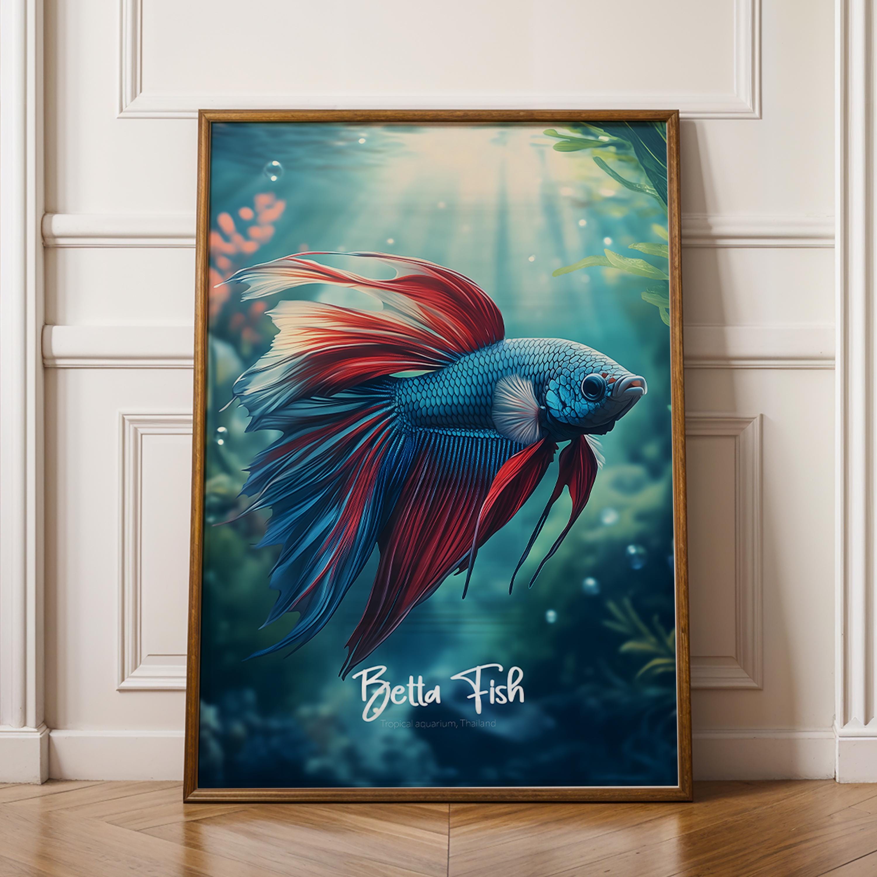 Betta Fish Framed Poster: Vibrant Tropical Aquarium Art