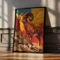 Bighorn Sheep Framed Poster: Mountain Animal Kids Room Decor