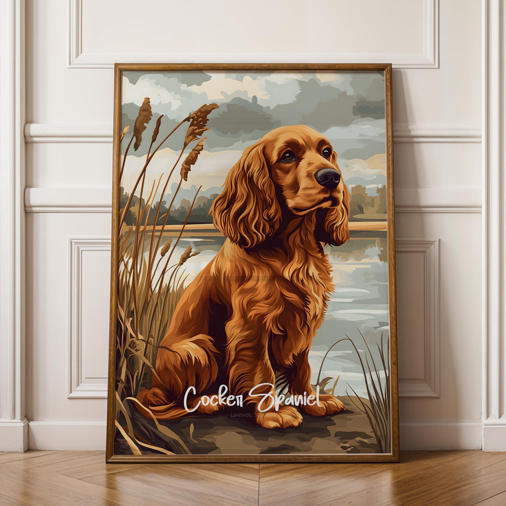 Cocker Spaniel Wall Art Framed Poster - Dog Lover Home Decor, Modern Pet Gift