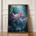 Axolotl Wall Art Print Cute Aquatic Animal Poster for Kids Room Nursery Office Decor Unique Gift Idea
