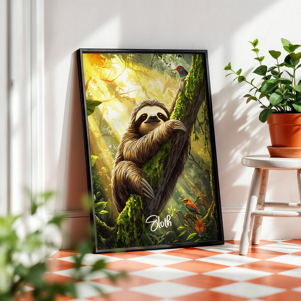 Sloth Animal Wall Art Decor, Cute Sloth Print for Nursery & Kids Room, Nature Animal Poster, Gift for Animal Lovers