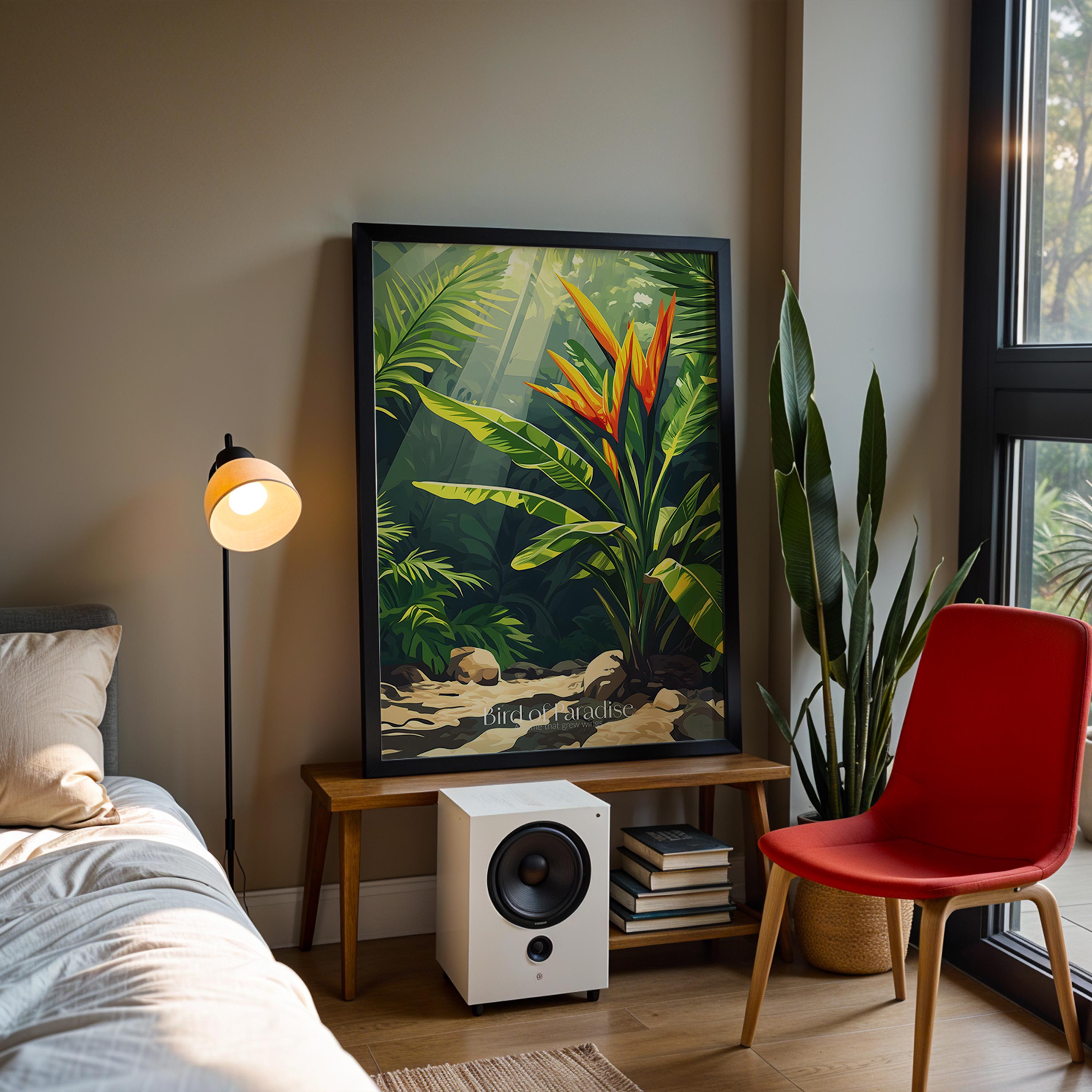 Bird of Paradise Flower Plant Print: Tropical Botanical Illustration