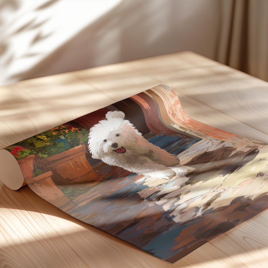 Bolognese Dog Print: Fluffy White Dog Wall Art