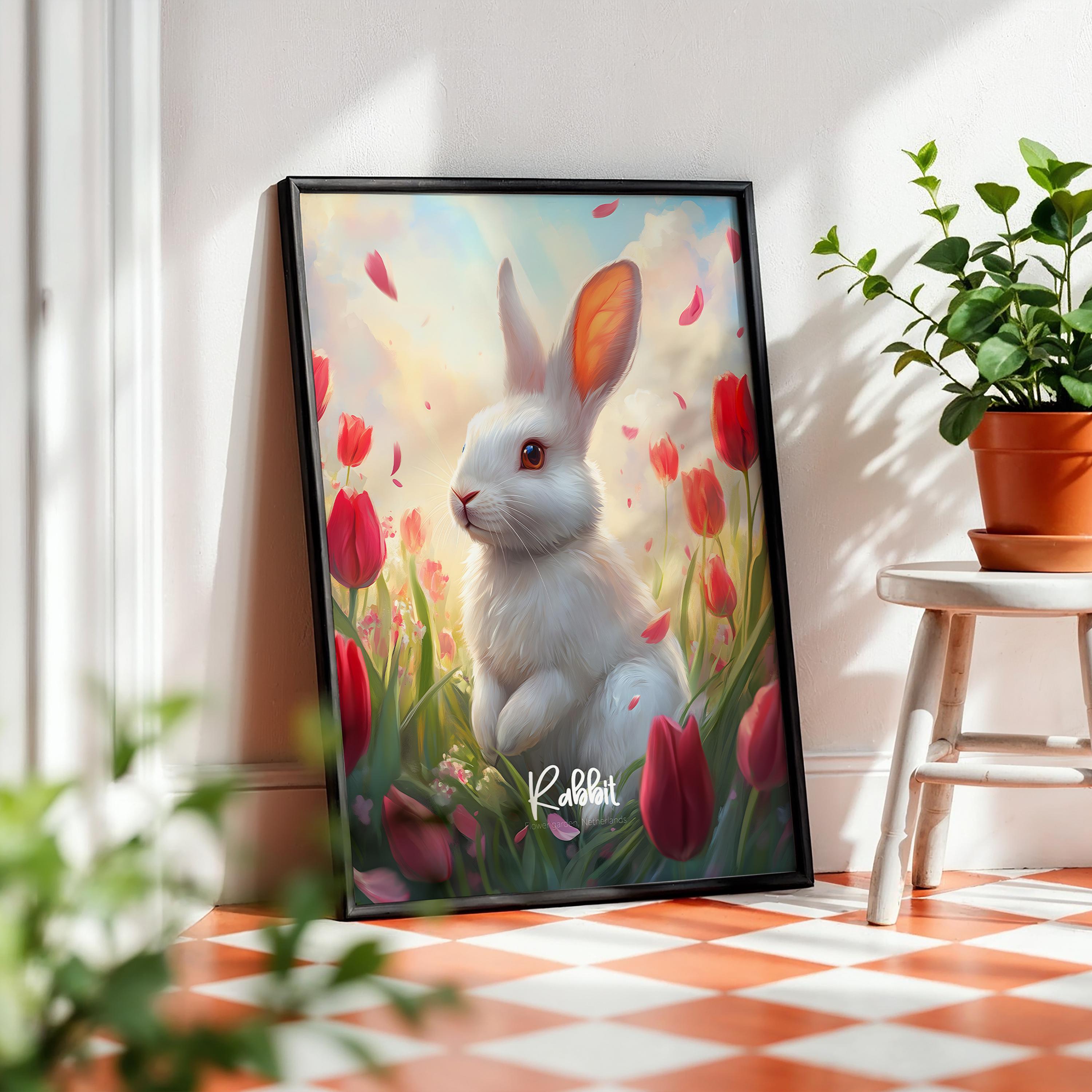 Rabbit Framed Poster: Rustic Farmhouse Nursery Wall Art
