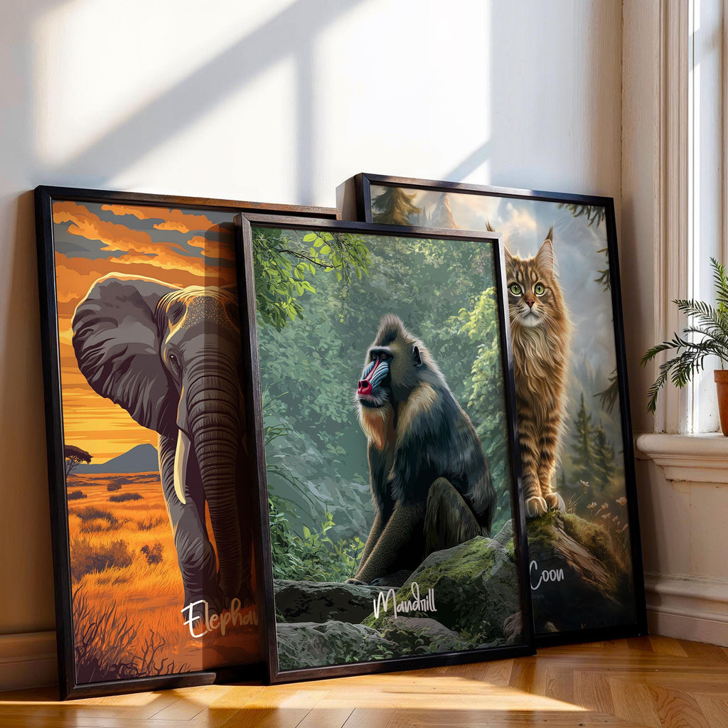 Mandrill Print: Colourful Jungle Animal Poster, Wildlife Decor