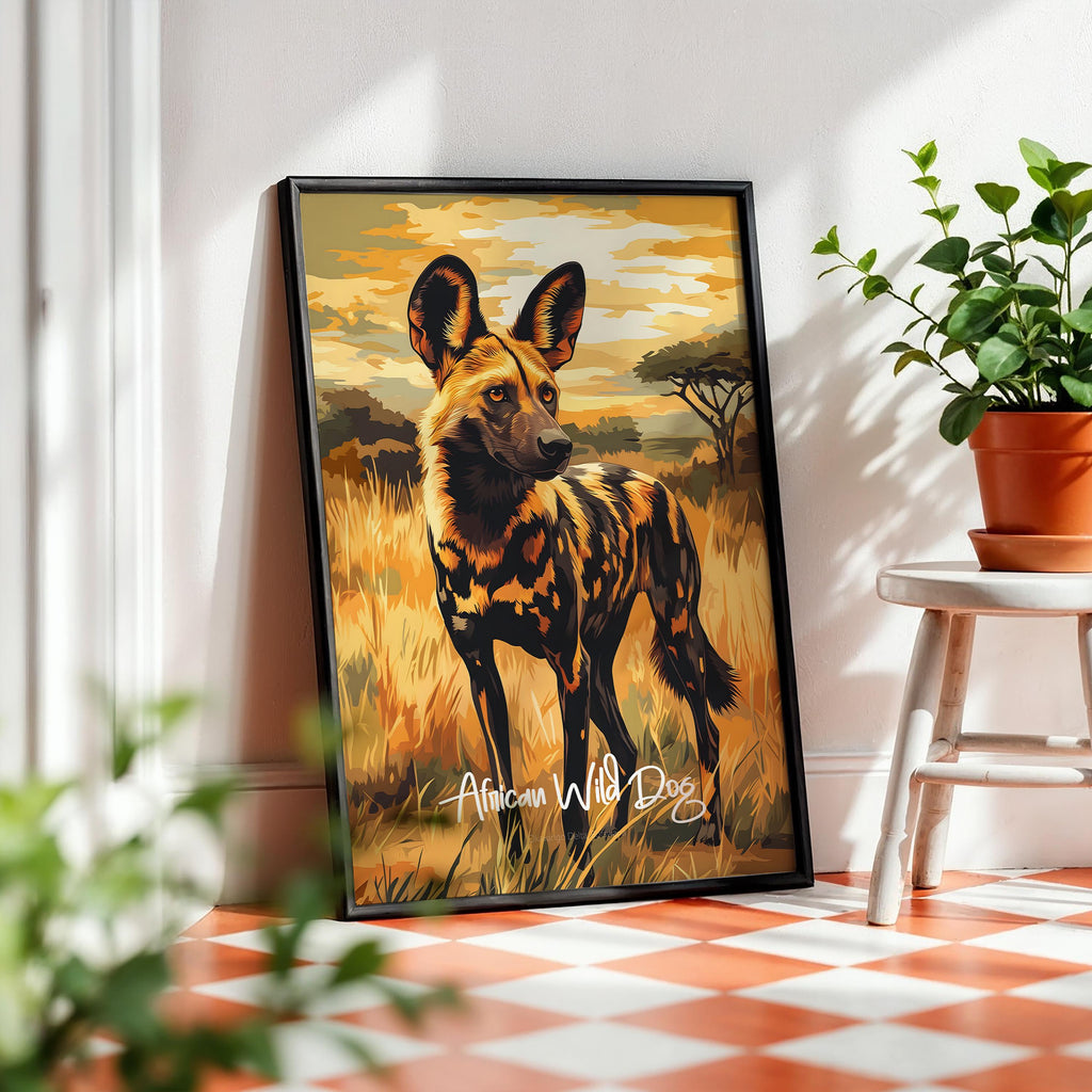 African Wild Dog Print: Vivid Wildlife Art, Nature Lover Gift