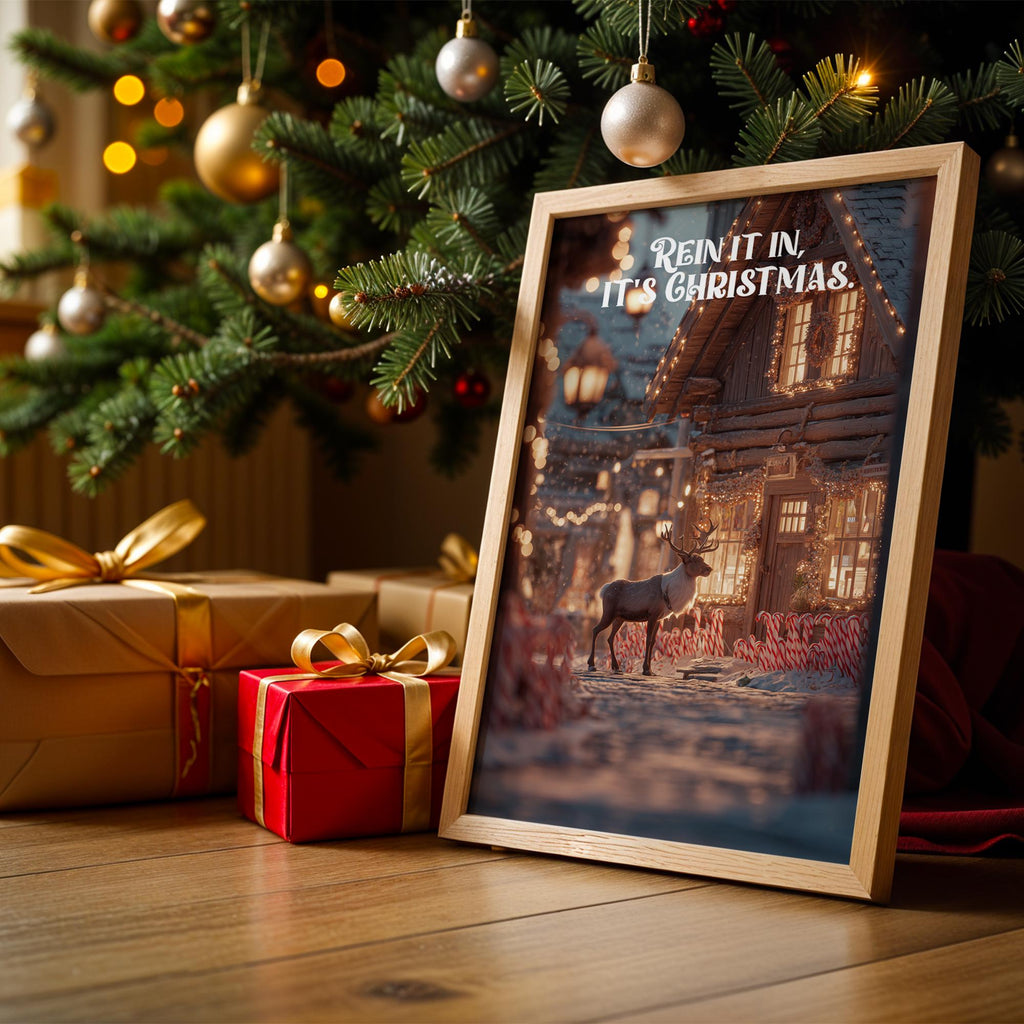 Christmas Reindeer Poster – Funny Holiday Cabin Art