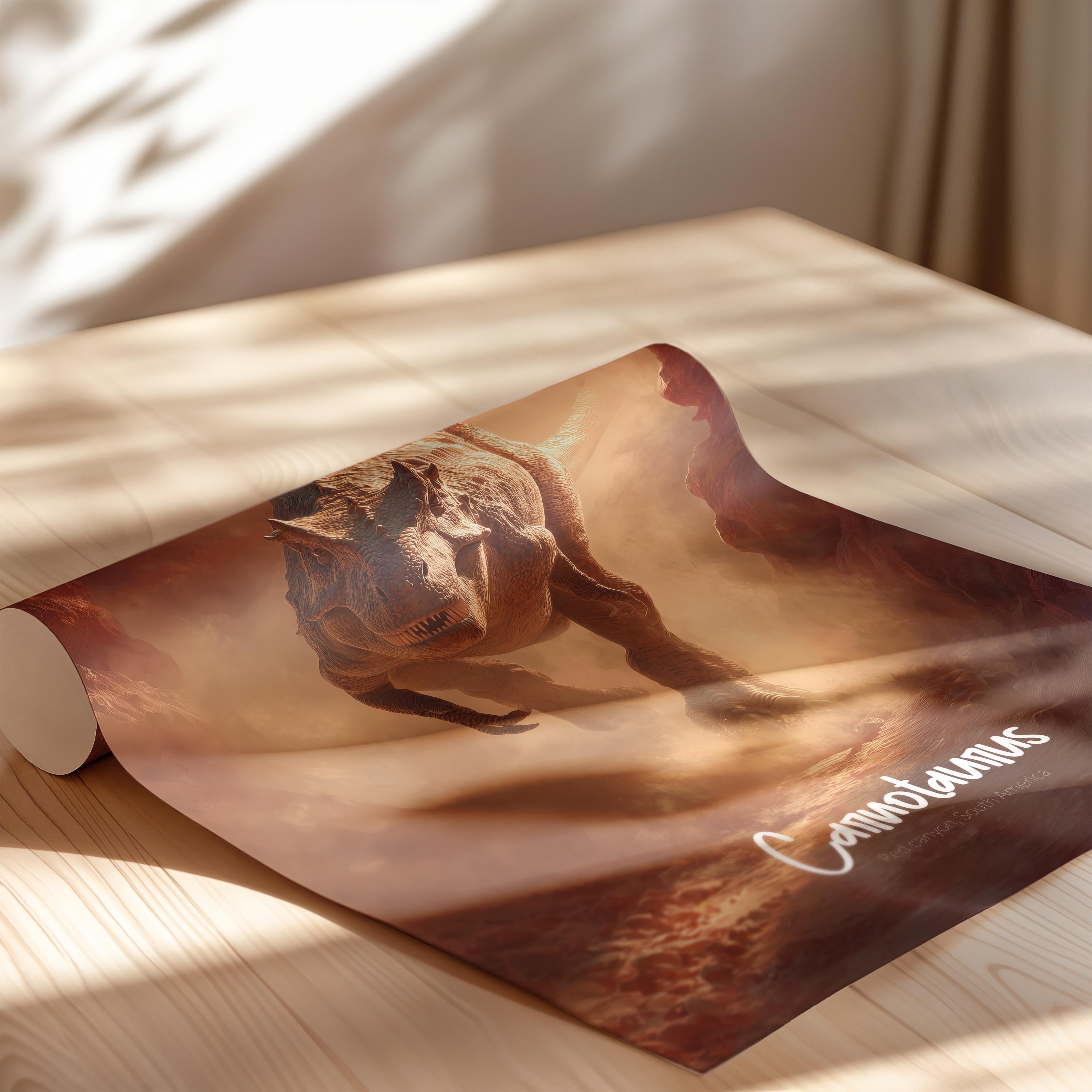 Carnotaurus Framed Poster: Prehistoric Dinosaur Wall Art for Kids