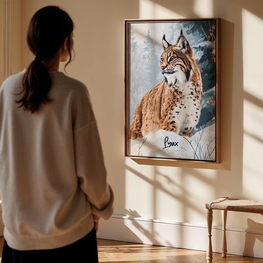 Lynx Wall Art Print: Wild Cat Illustration, Forest Nature Decor