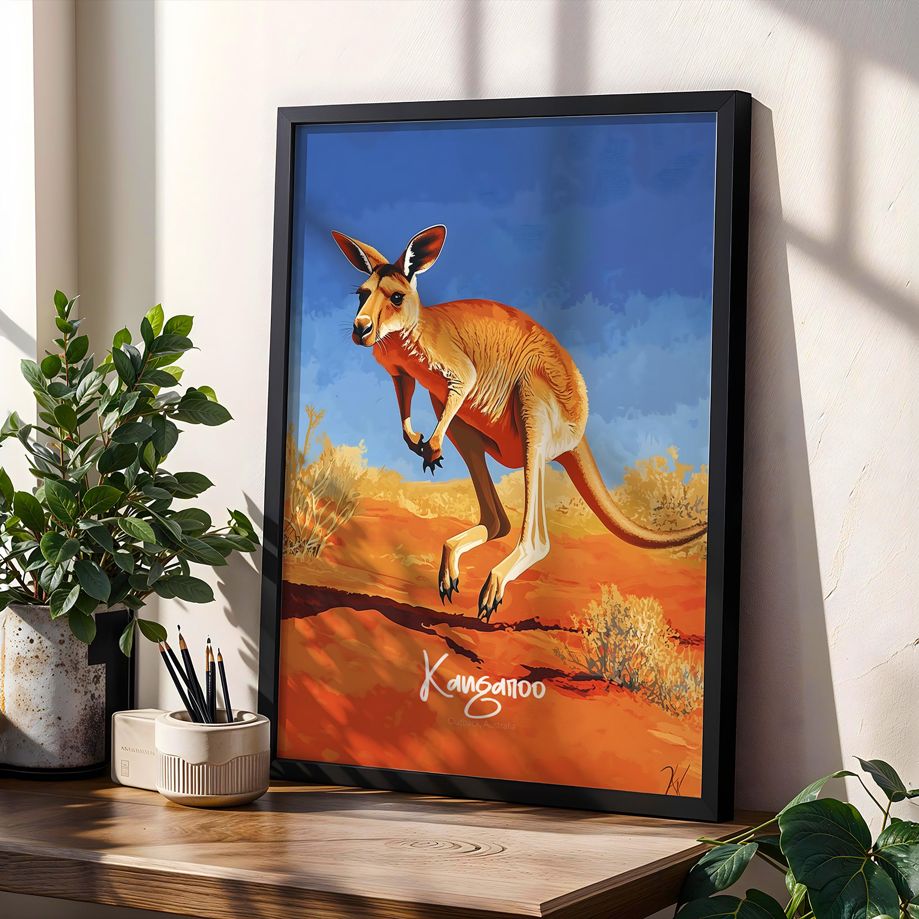 Kangaroo Art Print: Modern Australian Wildlife Poster