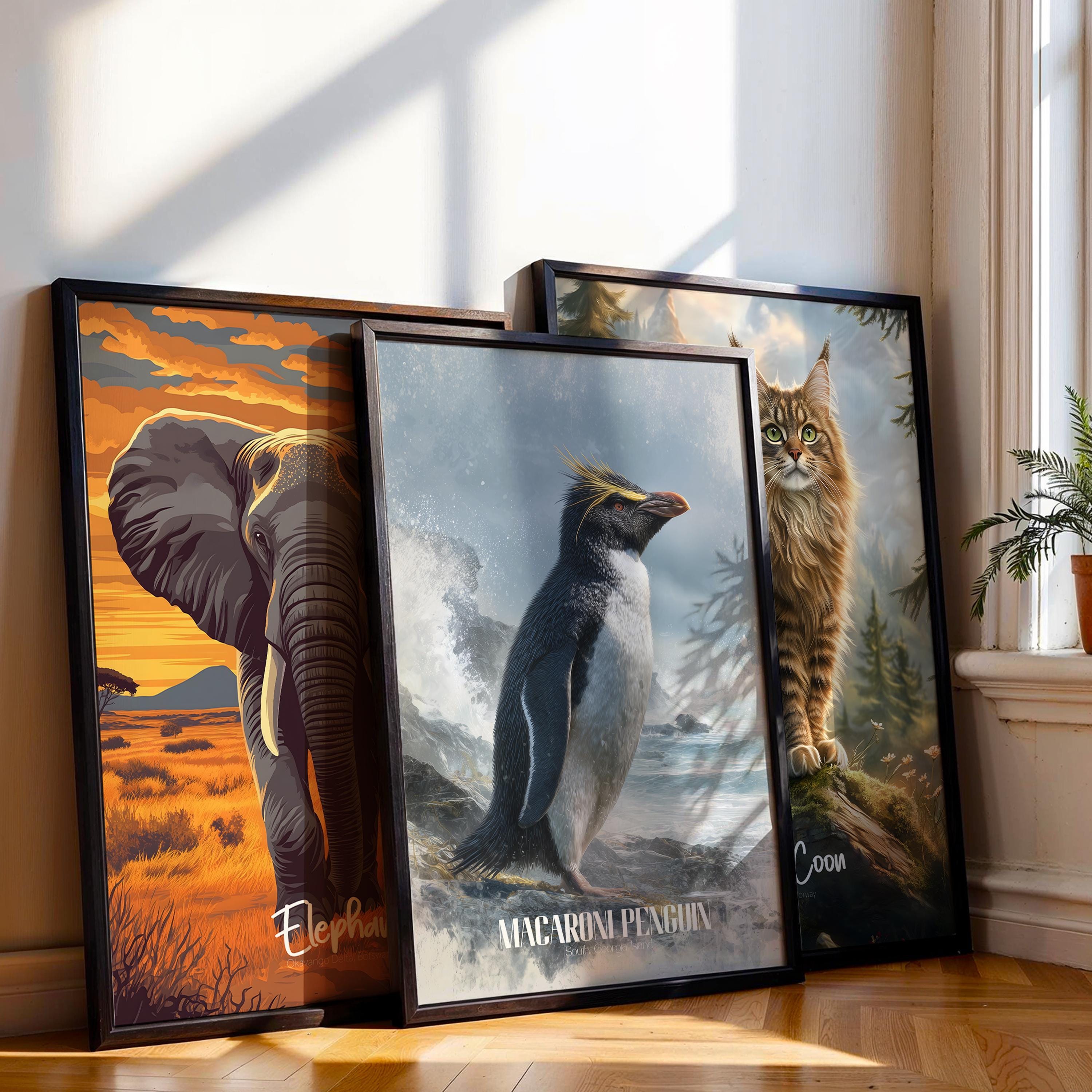 Macaroni Penguin Art Print: Colourful Antarctic Wildlife Decor