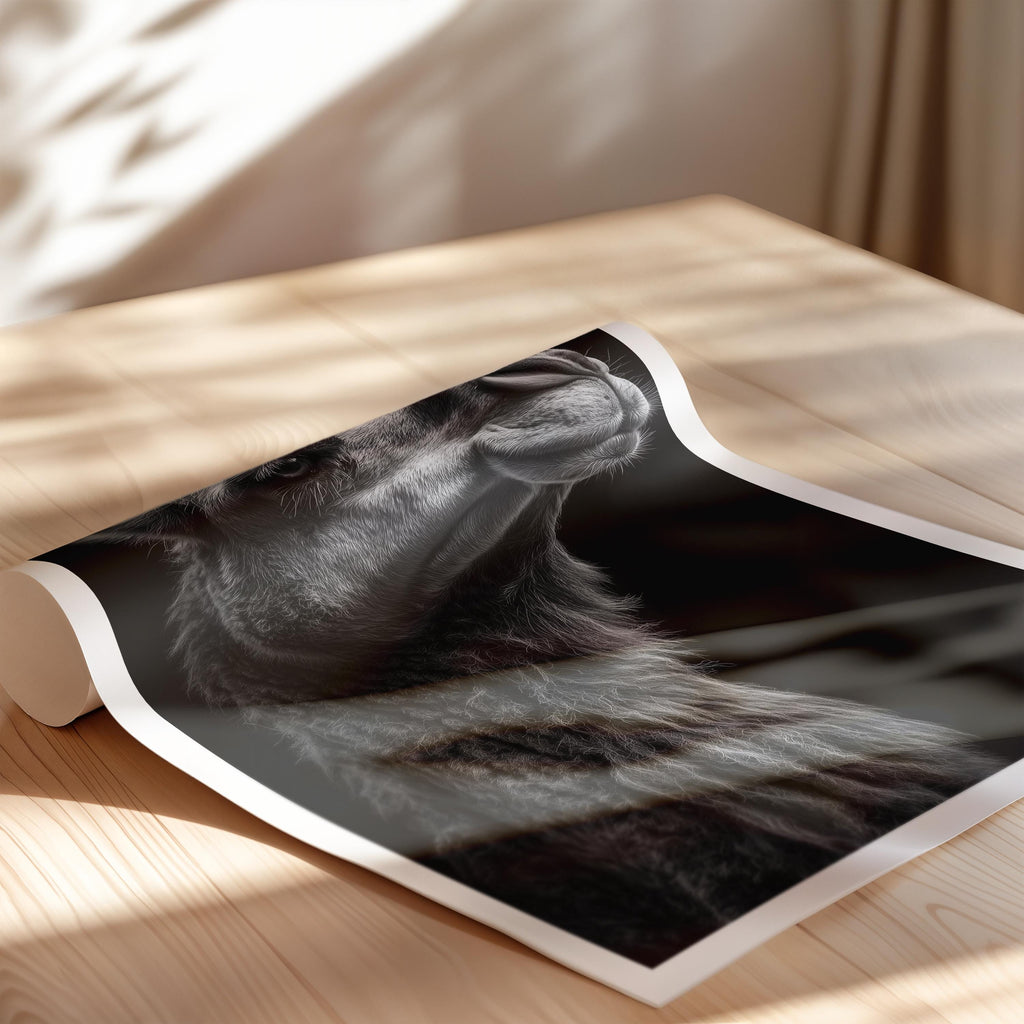 Black and White Camel Print: Desert Wildlife Poster, Monochrome Animal Decor