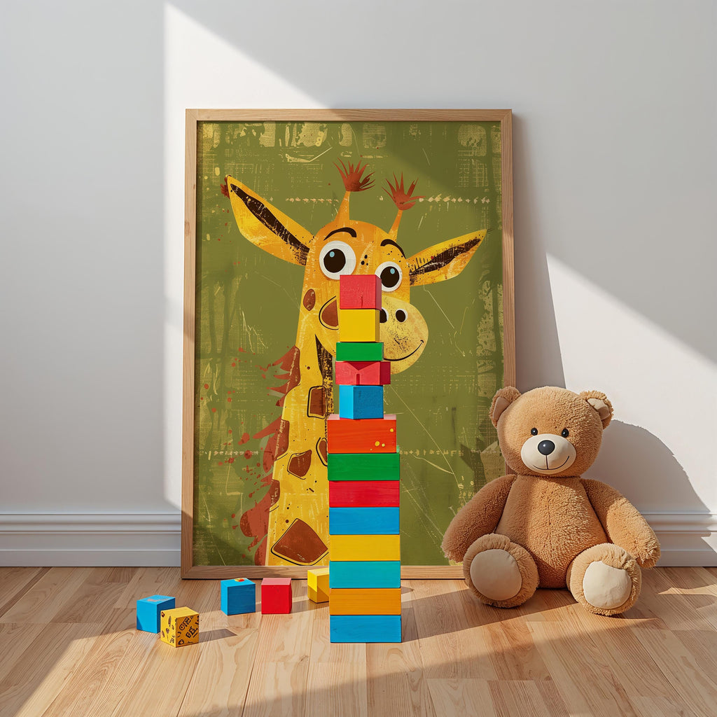 Giraffe Nursery Wall Art – Safari Animal Print for Kids