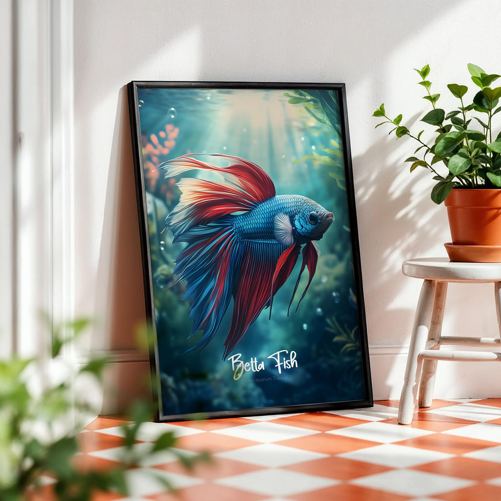 Betta Fish Framed Poster: Vibrant Tropical Aquarium Art