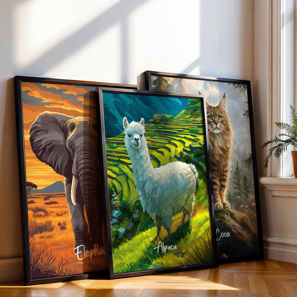 Alpaca Framed Poster: Boho Nursery Decor, Kids Room Animal Art