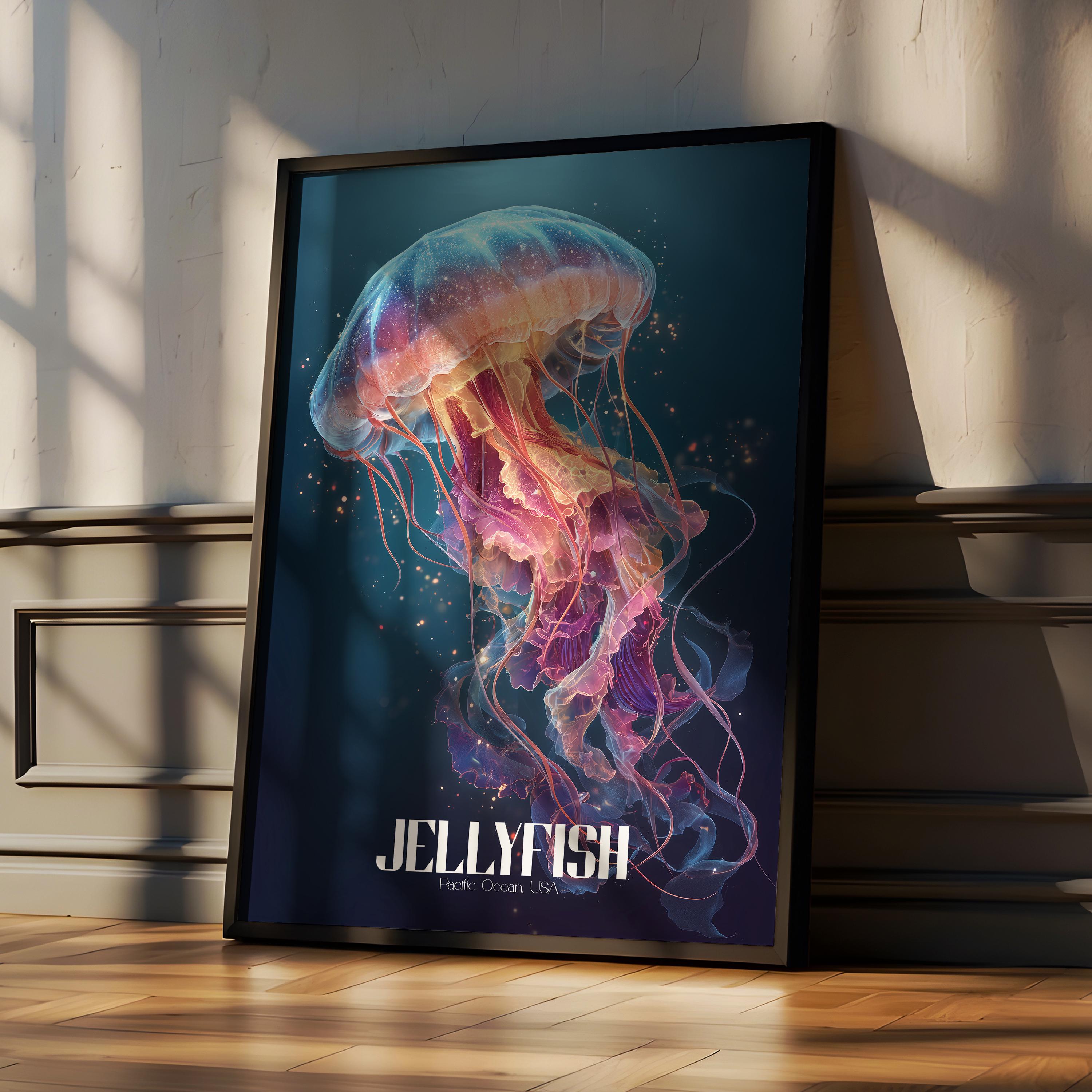 Jellyfish Wall Art Print: Ethereal Ocean Animal Illustration