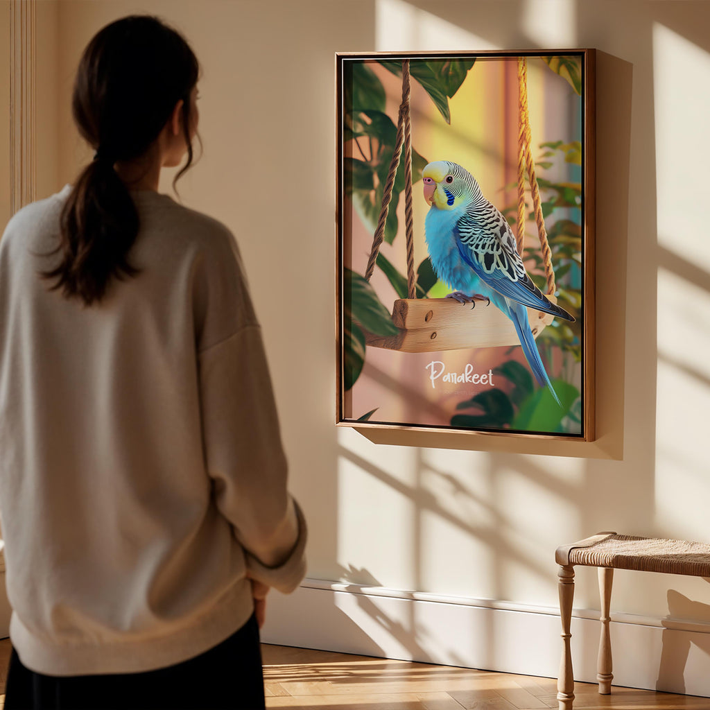 Parakeet Framed Poster: Tropical Bird Wall Art