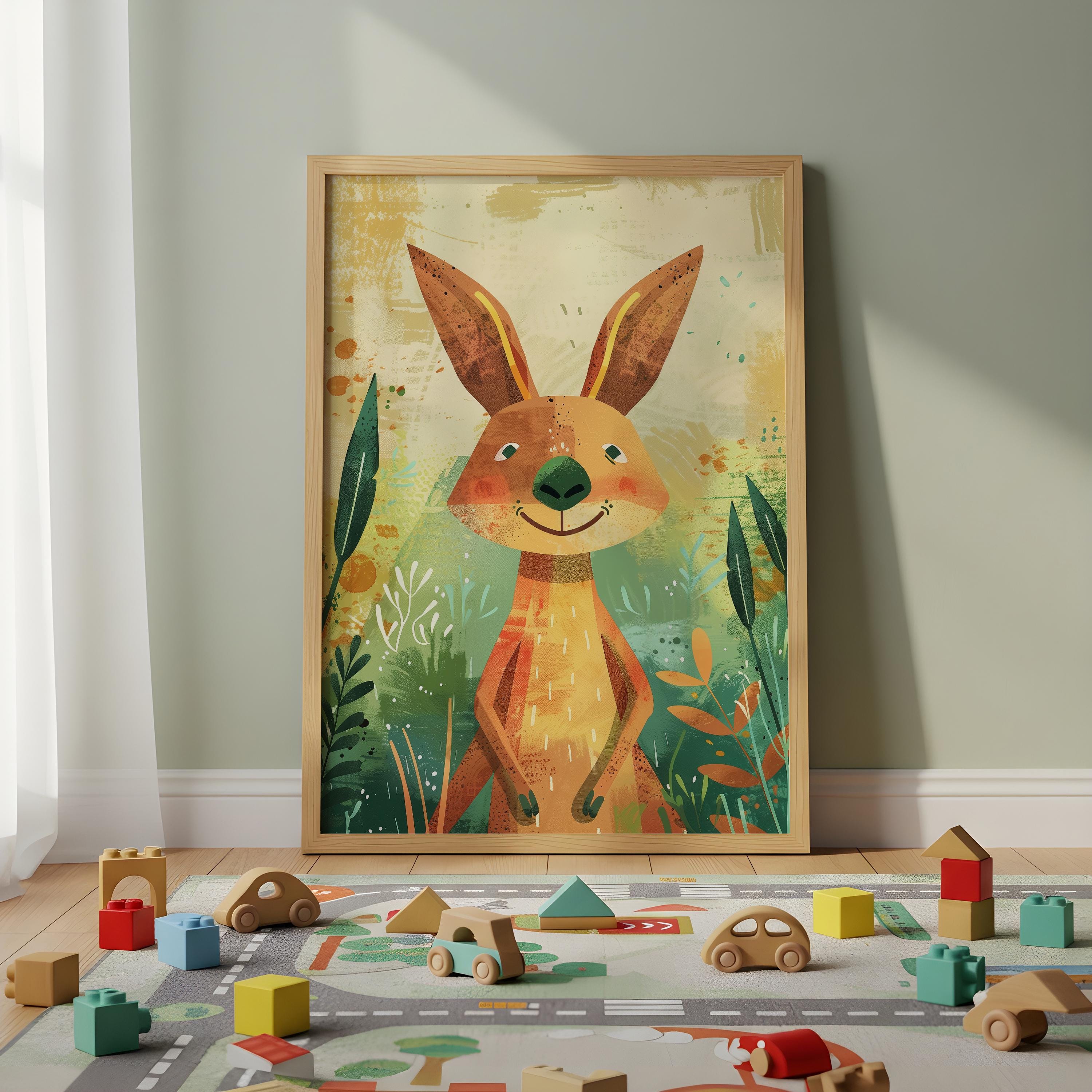 Kangaroo Nursery Wall Art – Australian Animal Print