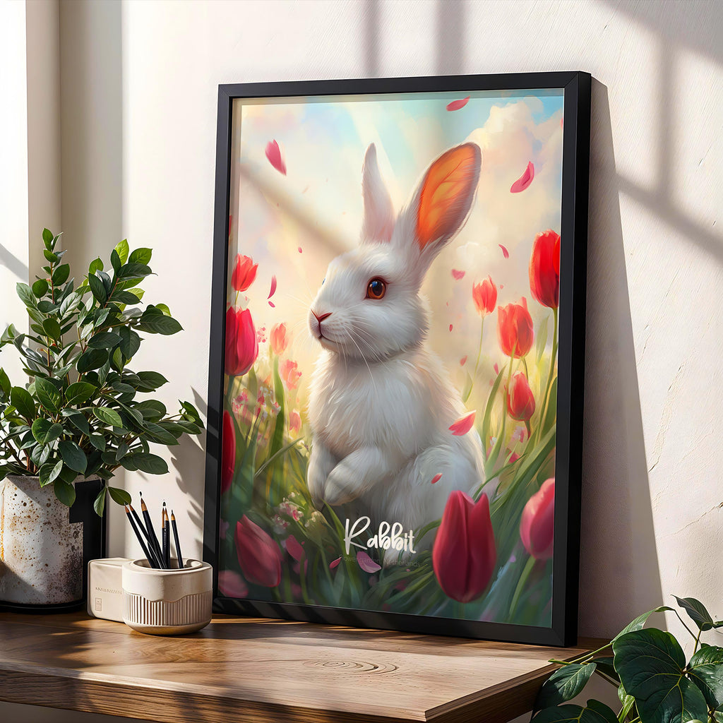 Rabbit Framed Poster: Rustic Farmhouse Nursery Wall Art