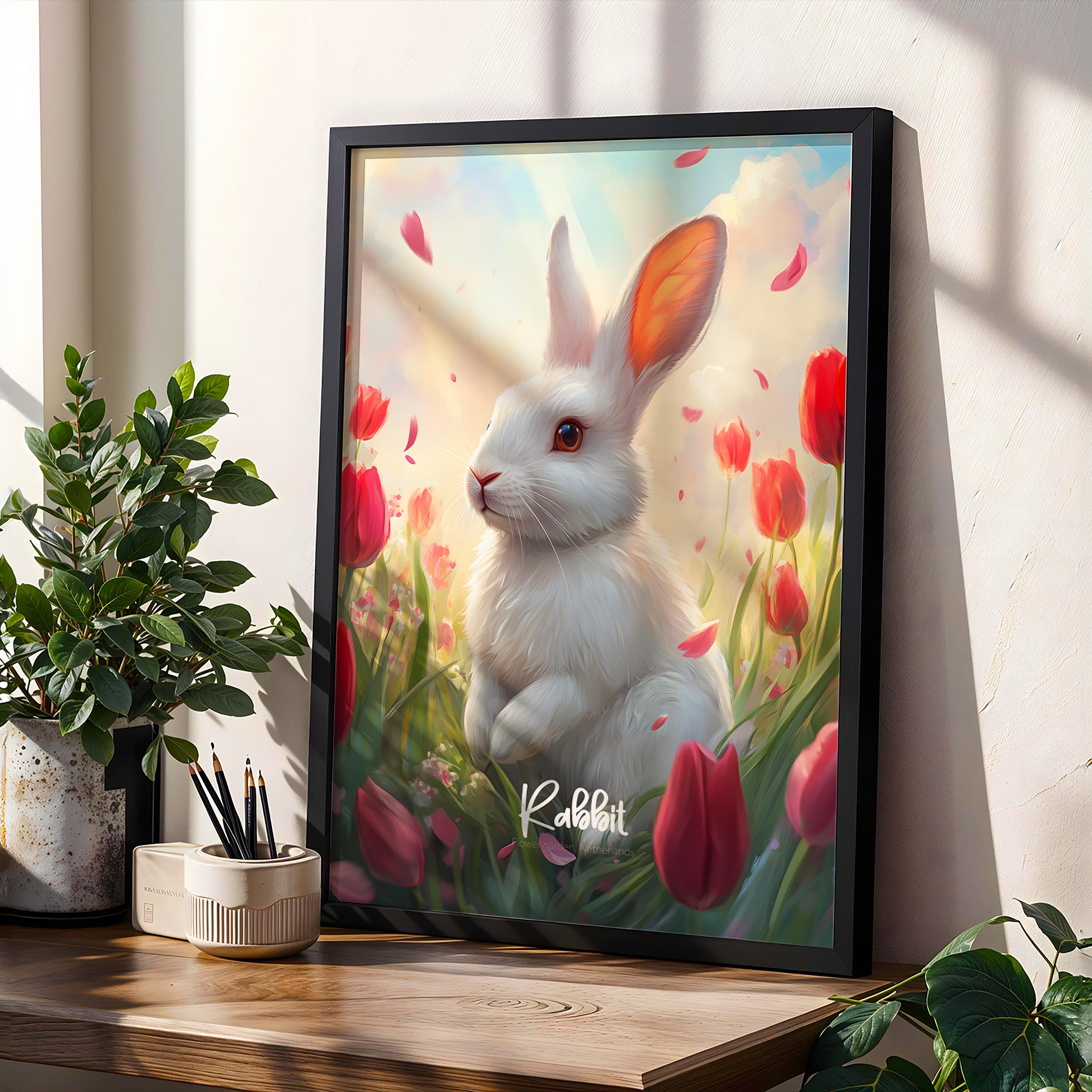 Rabbit Framed Poster: Rustic Farmhouse Nursery Wall Art