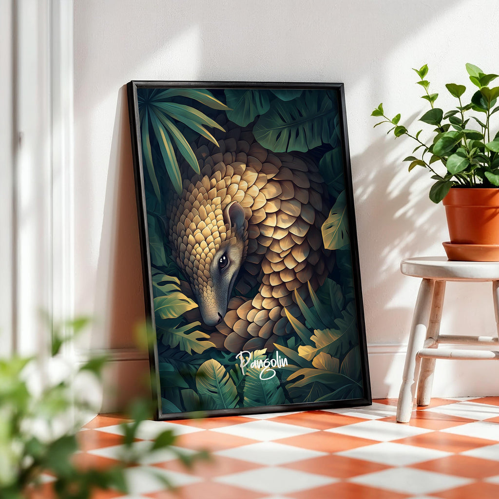 Pangolin Illustration Print: Wildlife Wall Art for Nature Lovers