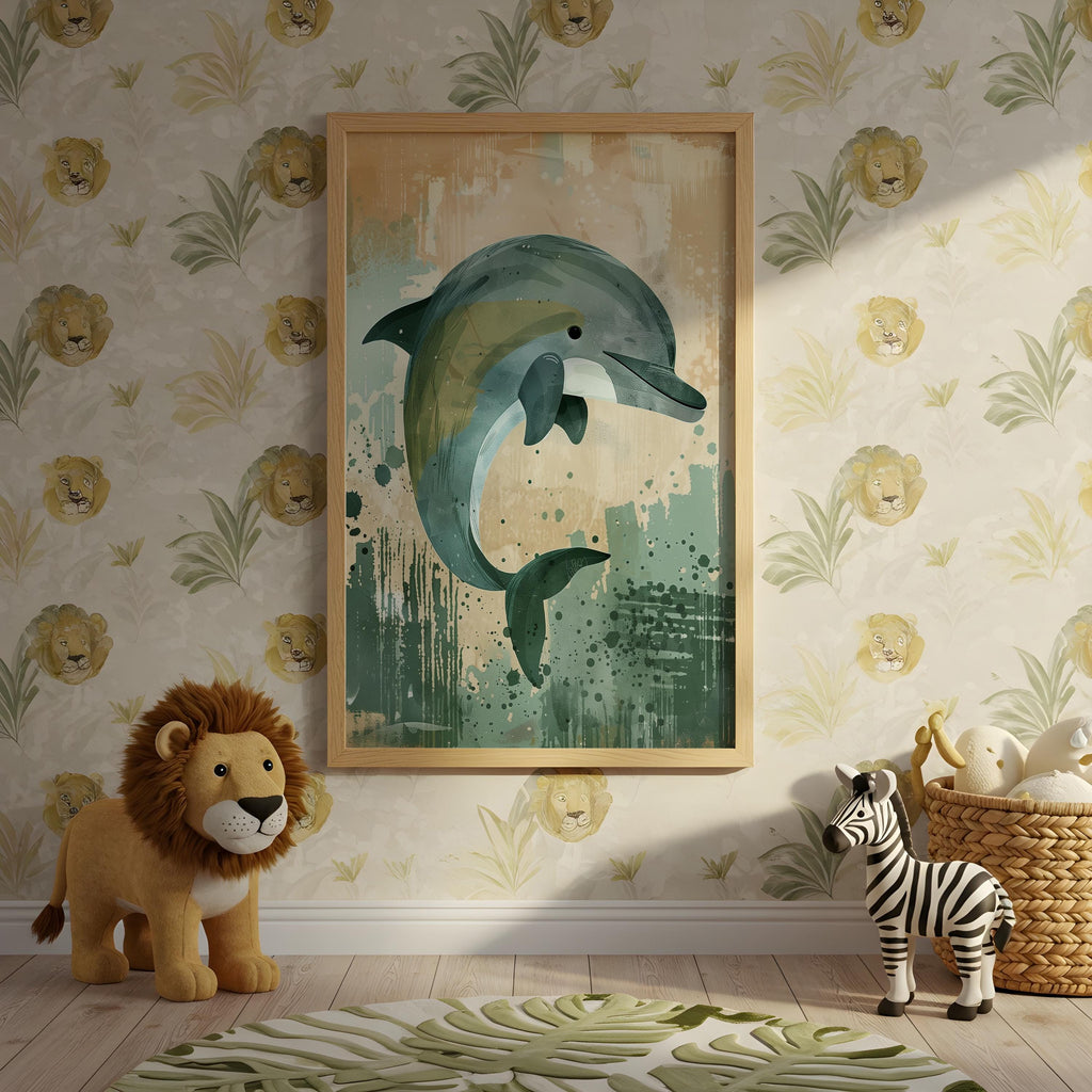 Dolphin Nursery Wall Art – Ocean Animal Print for Kids