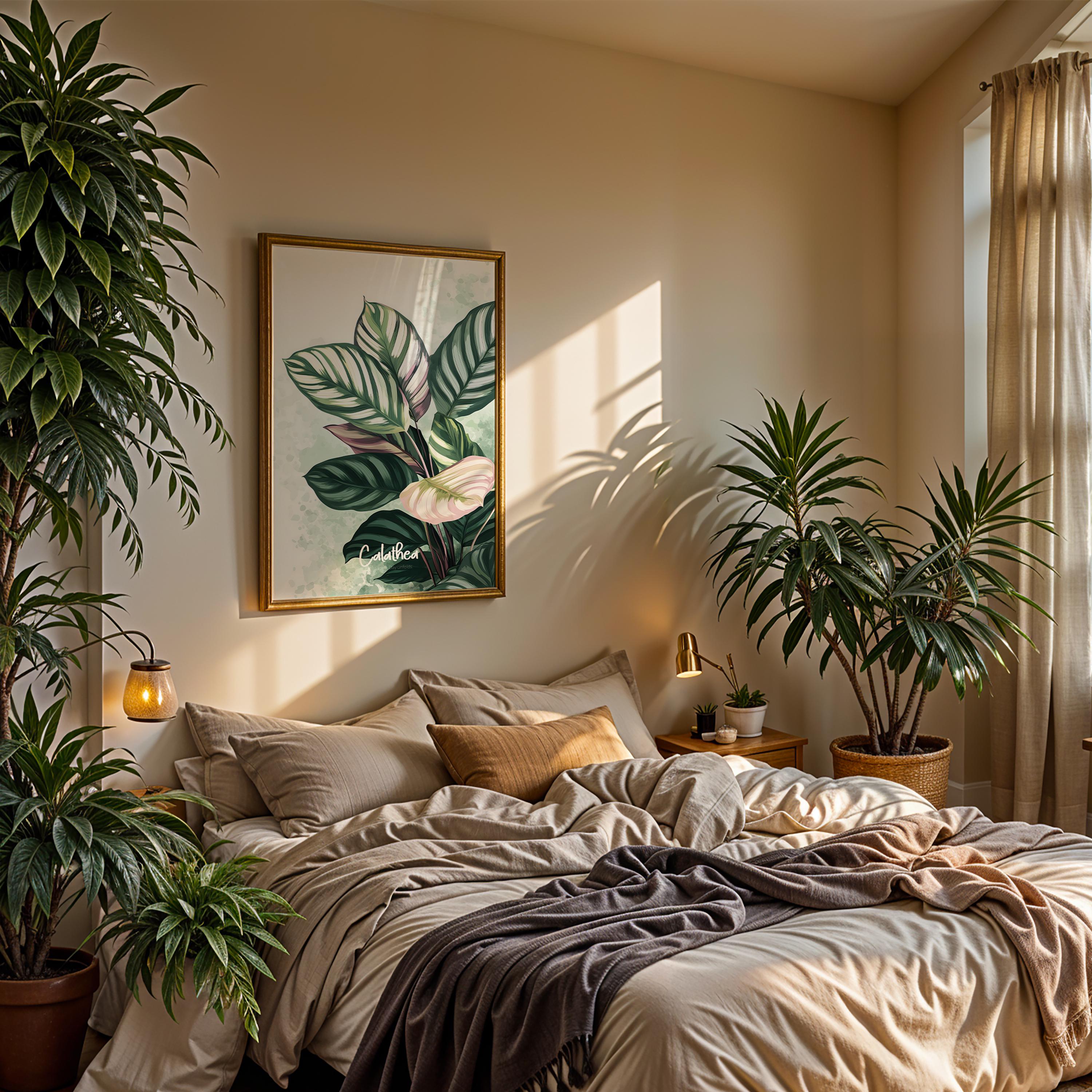 Calathea Plant Print: Minimalist Botanical Plant Wall Art