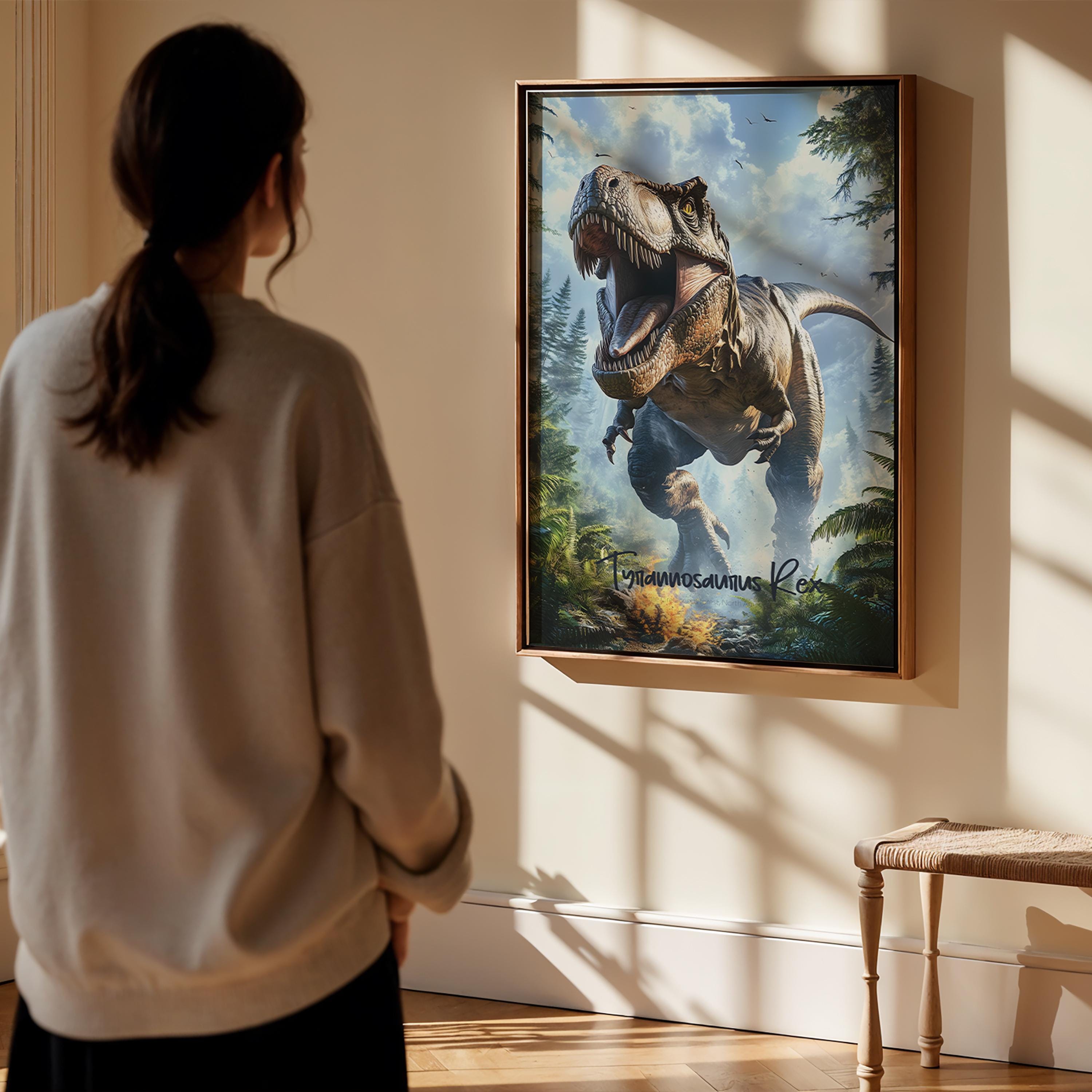 Tyrannosaurus Rex Framed Poster: Jurassic Kids Room Wall Art