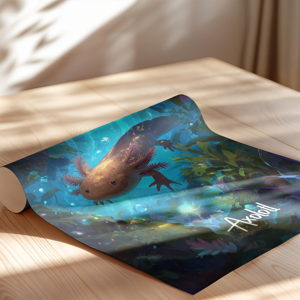 Axolotl Wall Art Print | Cute Aquatic Animal Poster for Kids Room, Nursery or Office | Unique Gift for Amphibian Lovers
