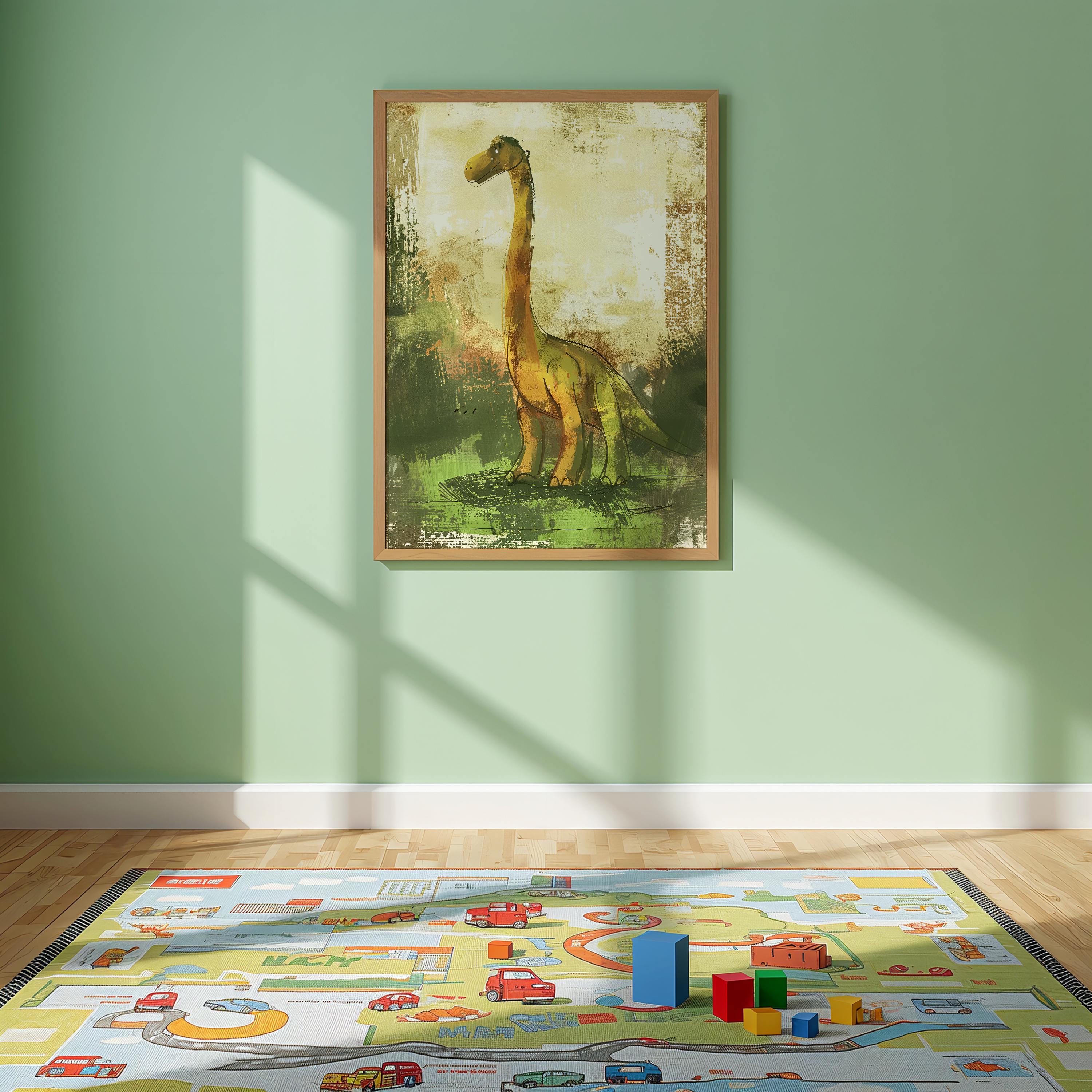 Brachiosaurus Wall Art – Dinosaur Print for Kids Room