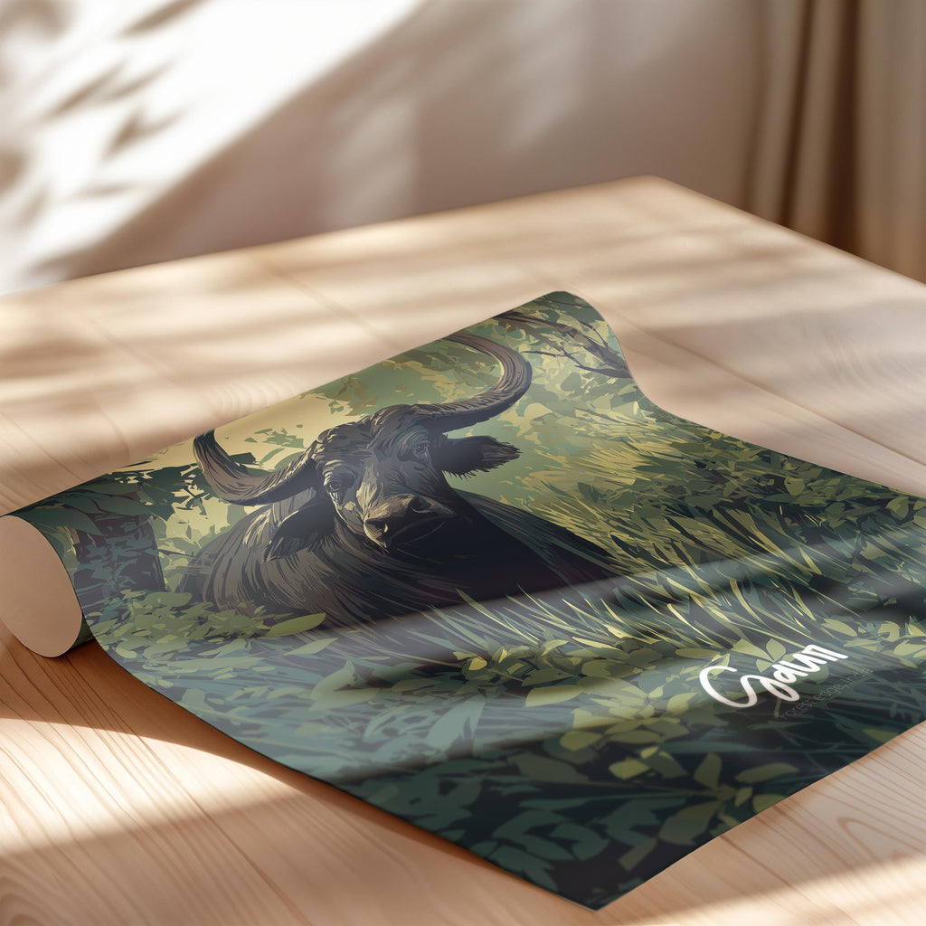 Gaur Framed Art Print: Asian Wildlife Decor for Nursery or Kids Room